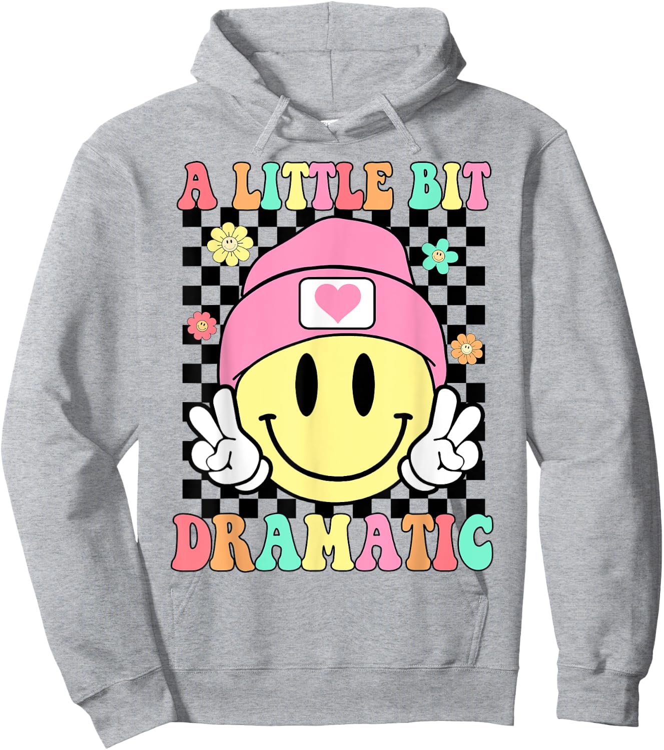 A Little Bit Dramatic Hippie Retro Groovy Funny Kids Girls Hoodie - Hoodie | Ash