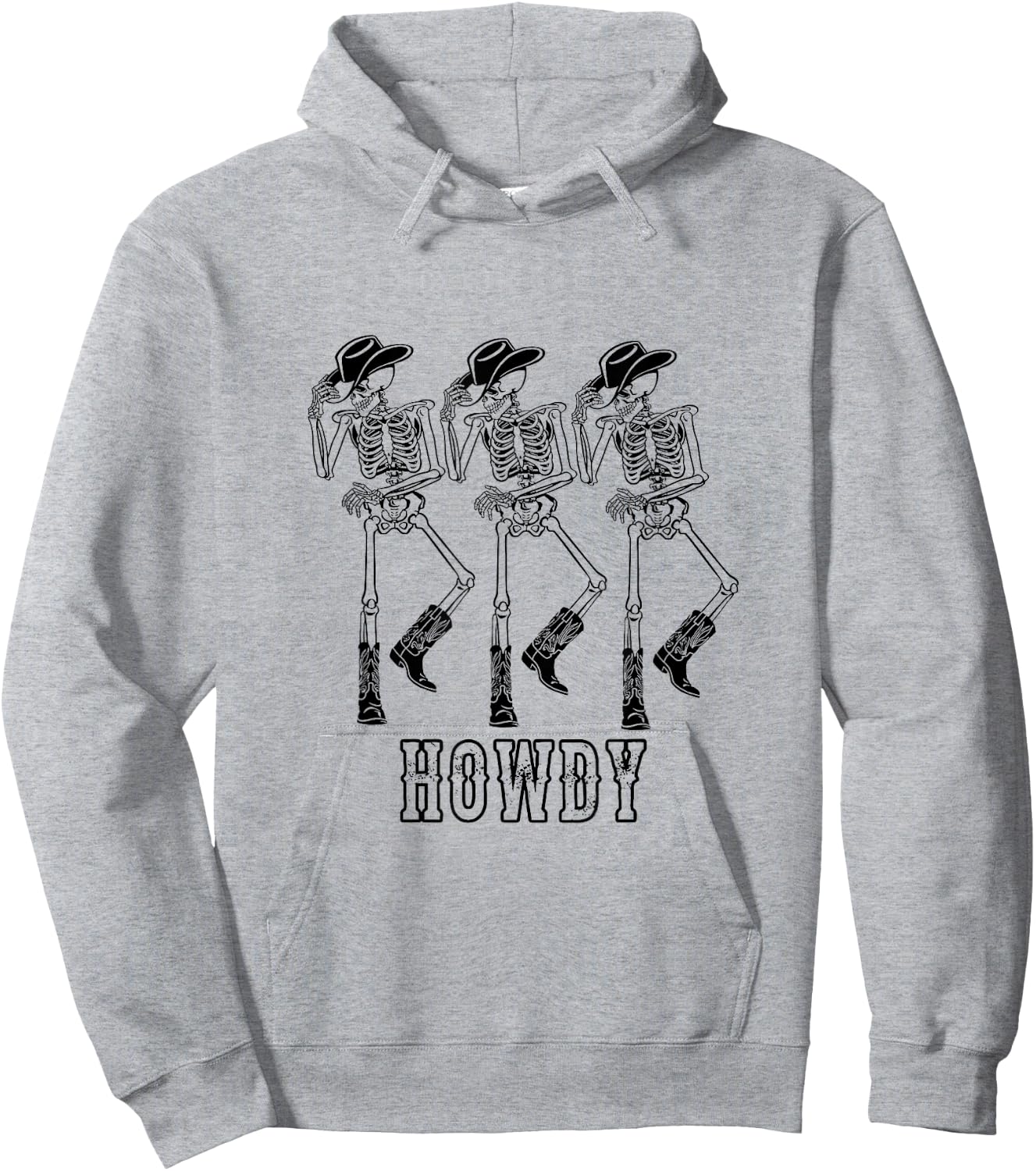 Retro Howdy Skeleton Cowgirl Dancing Cowboy Boots Horse Hoodie - Hoodie | Ash