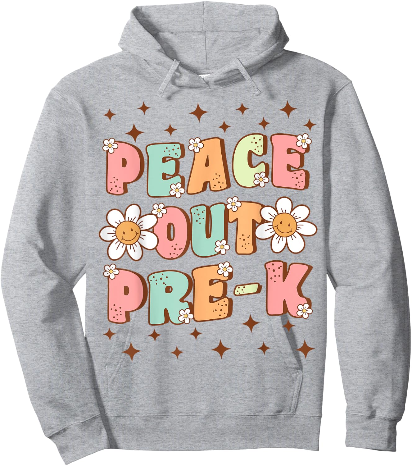 Peace Out Pre-K Cute Groovy Last Day of Preschool Graduation Hoodie - Hoodie | Ash