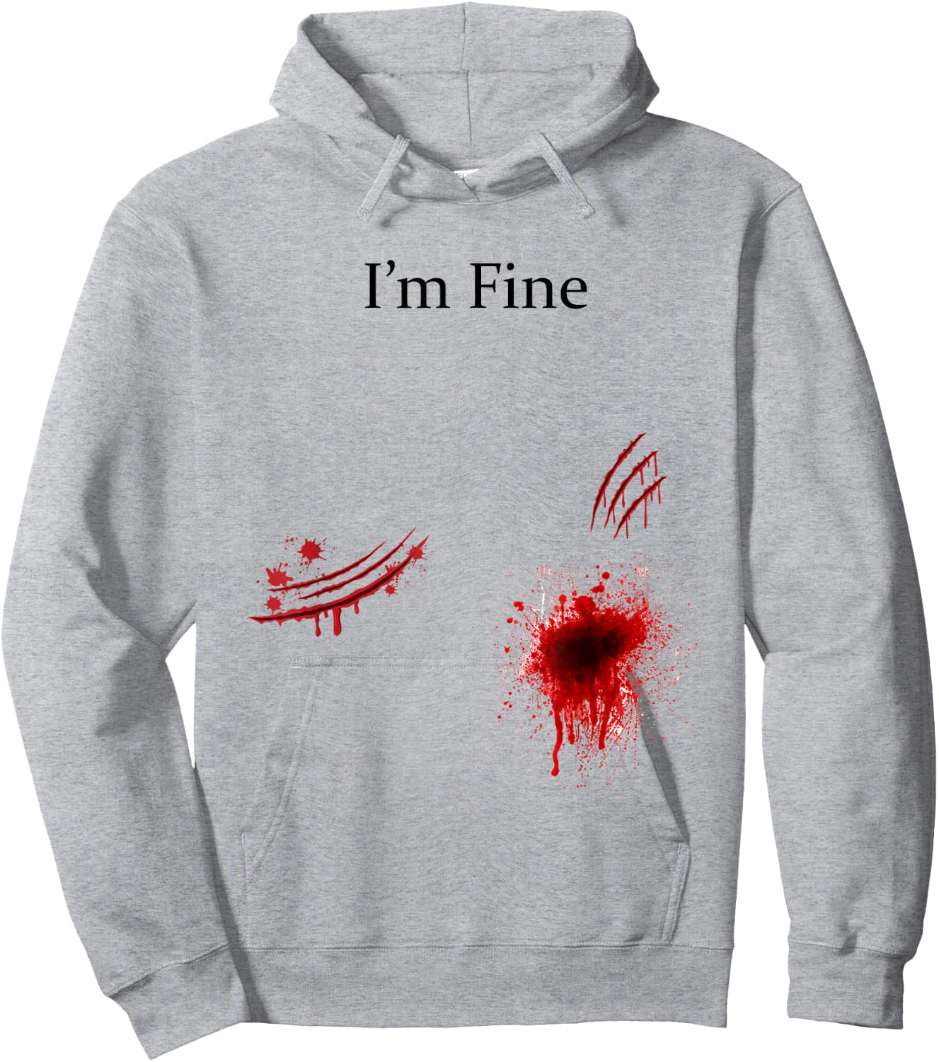 I'm Fine Bloody Zombie Bite Scary Halloween Costume Funny Hoodie - Hoodie | Ash
