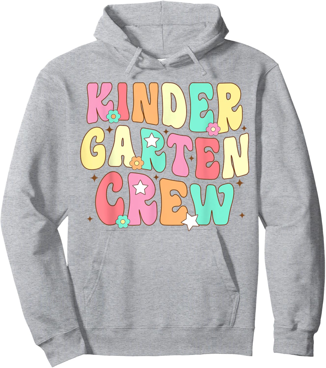 Kinder Teacher Squad Groovy Kindergarten Crew Men Women Girls Kids Hoodie - Hoodie | Ash