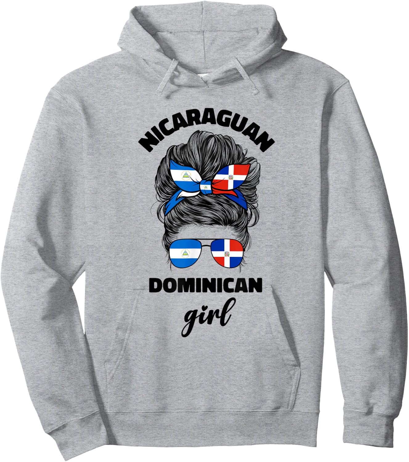 Half Dominican And Nicaraguan Nicaragua Flag Girl Women Mix Hoodie - Hoodie | Ash