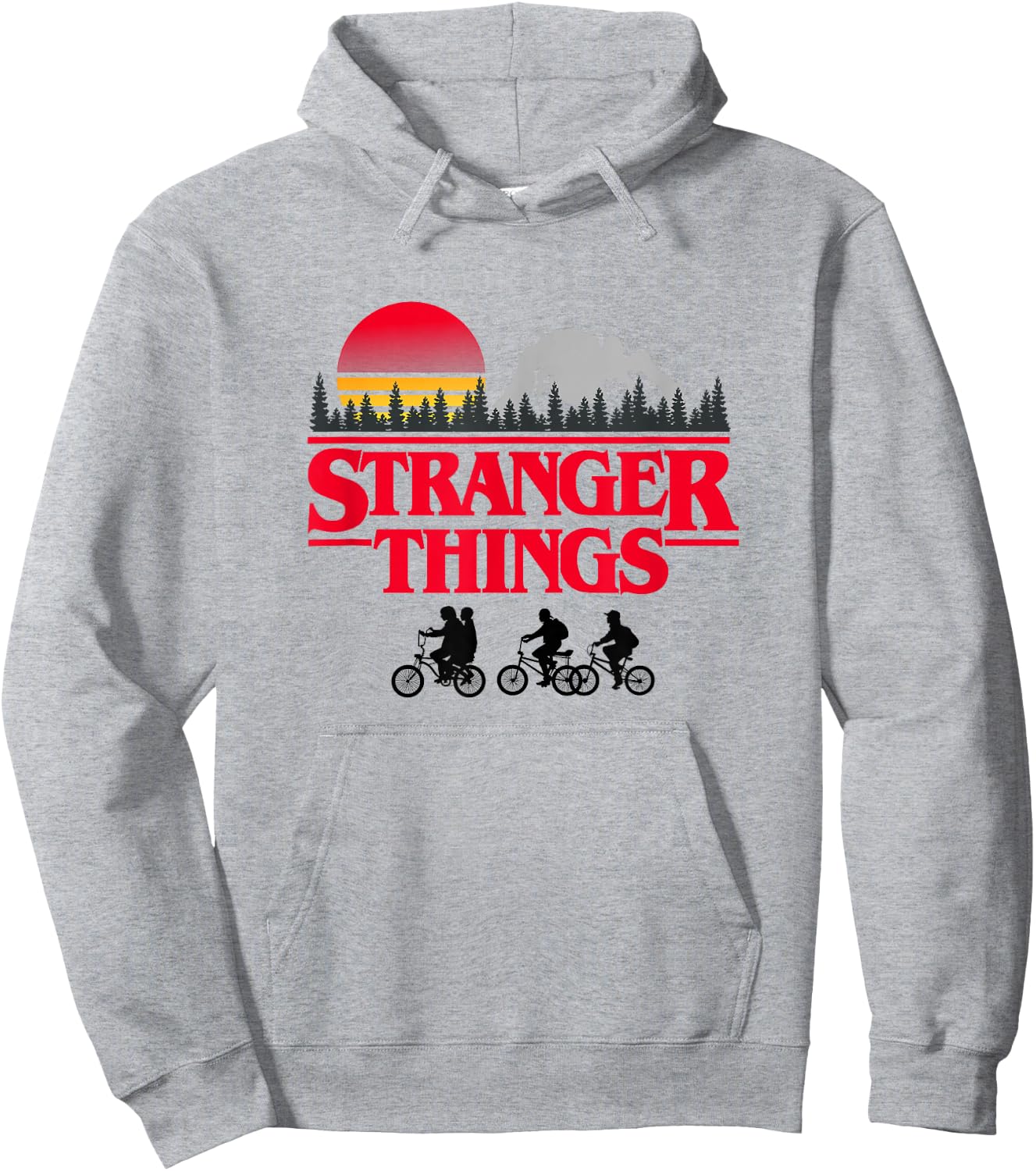 Stranger Things Retro Vintage Sunset Group Bike Silhouettes Hoodie - Hoodie | Ash