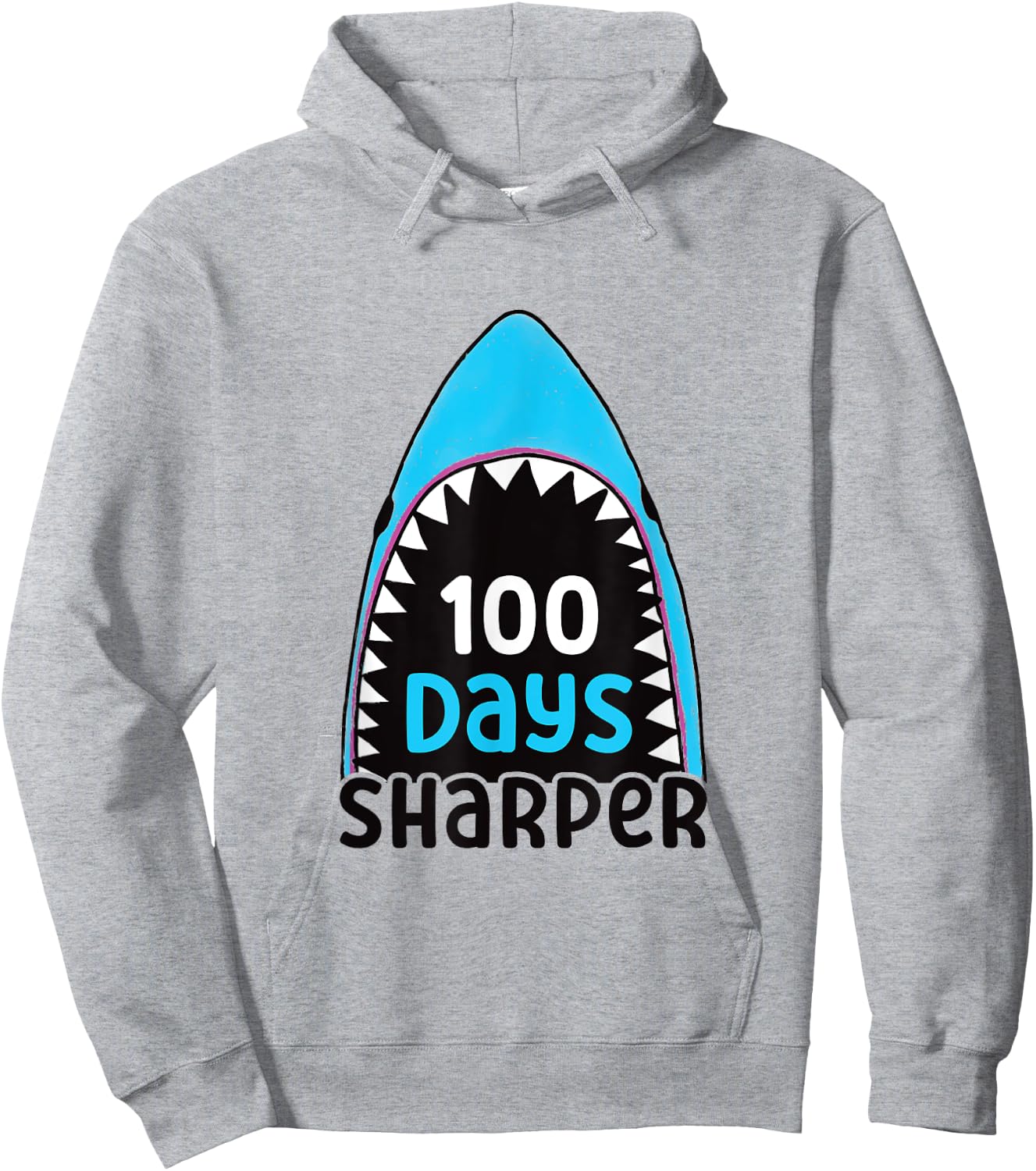 100 Days Sharper Boys Shark 100th Day of School Hoodie - Hoodie | Ash