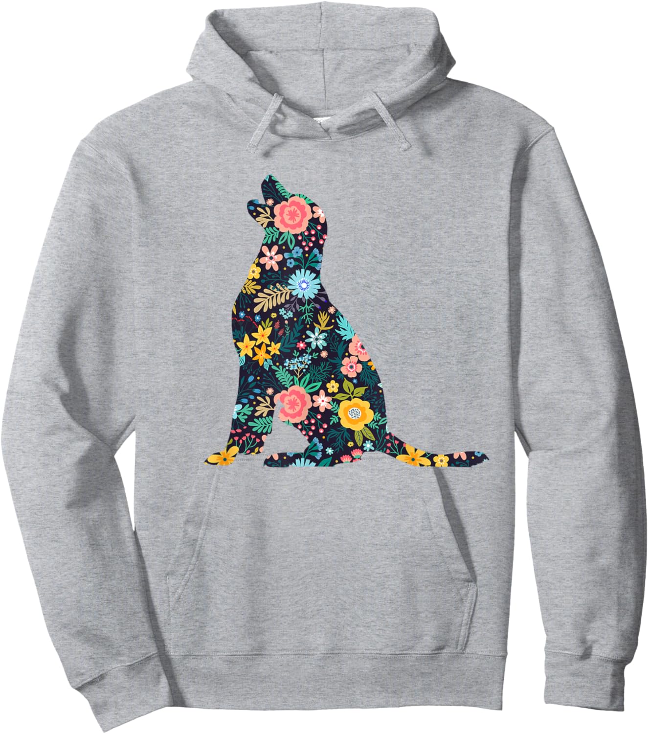 Labrador Retriever Floral Dog Silhouette Graphic Hoodie - Hoodie | Ash