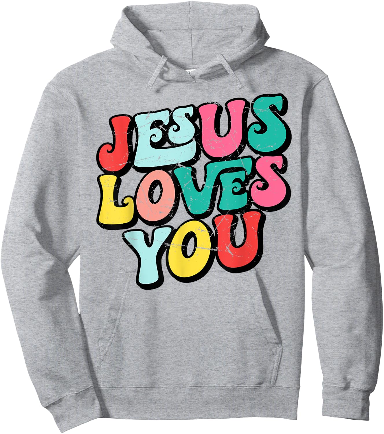 Jesus Loves You Retro Vintage Style Graphic Men Hoodie - Hoodie | Ash