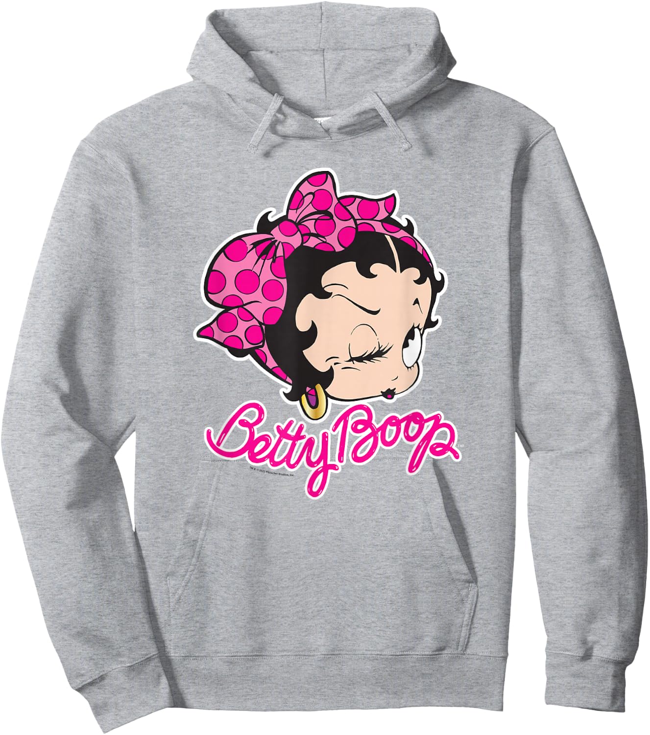 Betty Boop Vintage Pin Up Miss Betty Pink Portrait Logo Hoodie - Hoodie | Ash