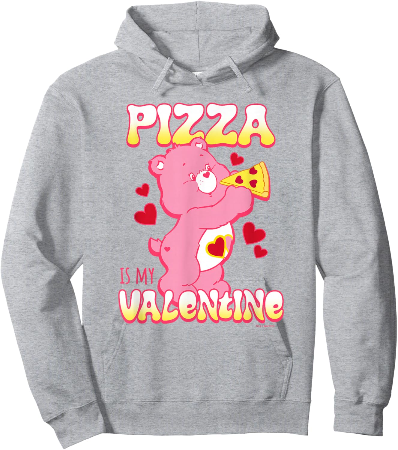 Care Bears Valentine's Day Love-A-Lot Pizza Is My Valentine Hoodie - Hoodie | Ash
