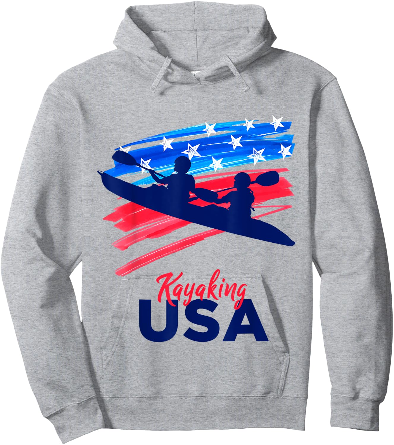 Kayaking Support the Team Kayaking Kayaker USA Flag Hoodie - Hoodie | Ash