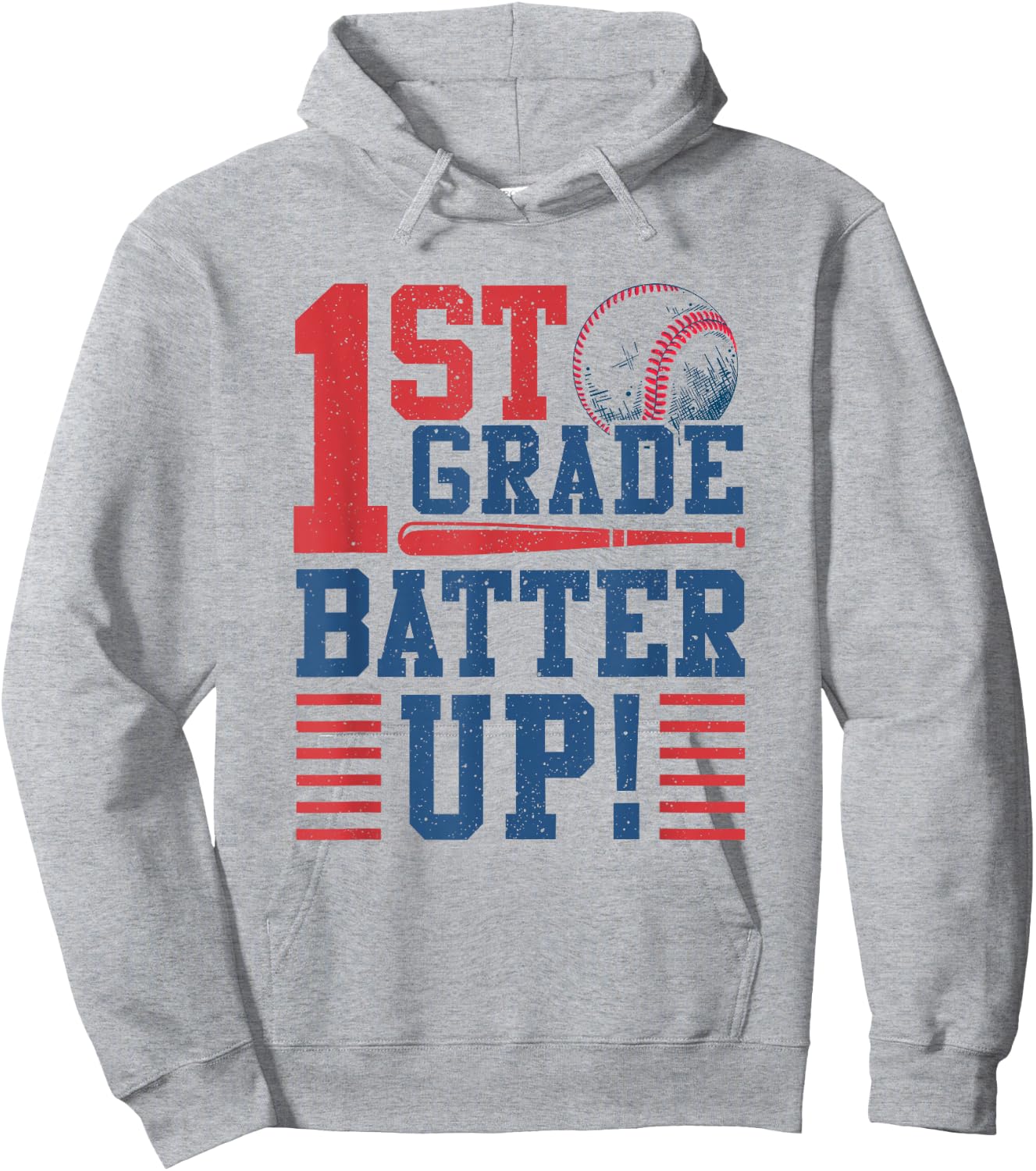Baseball 1st Grade Back To School 1st Grade Batter Up Hoodie - Hoodie | Ash