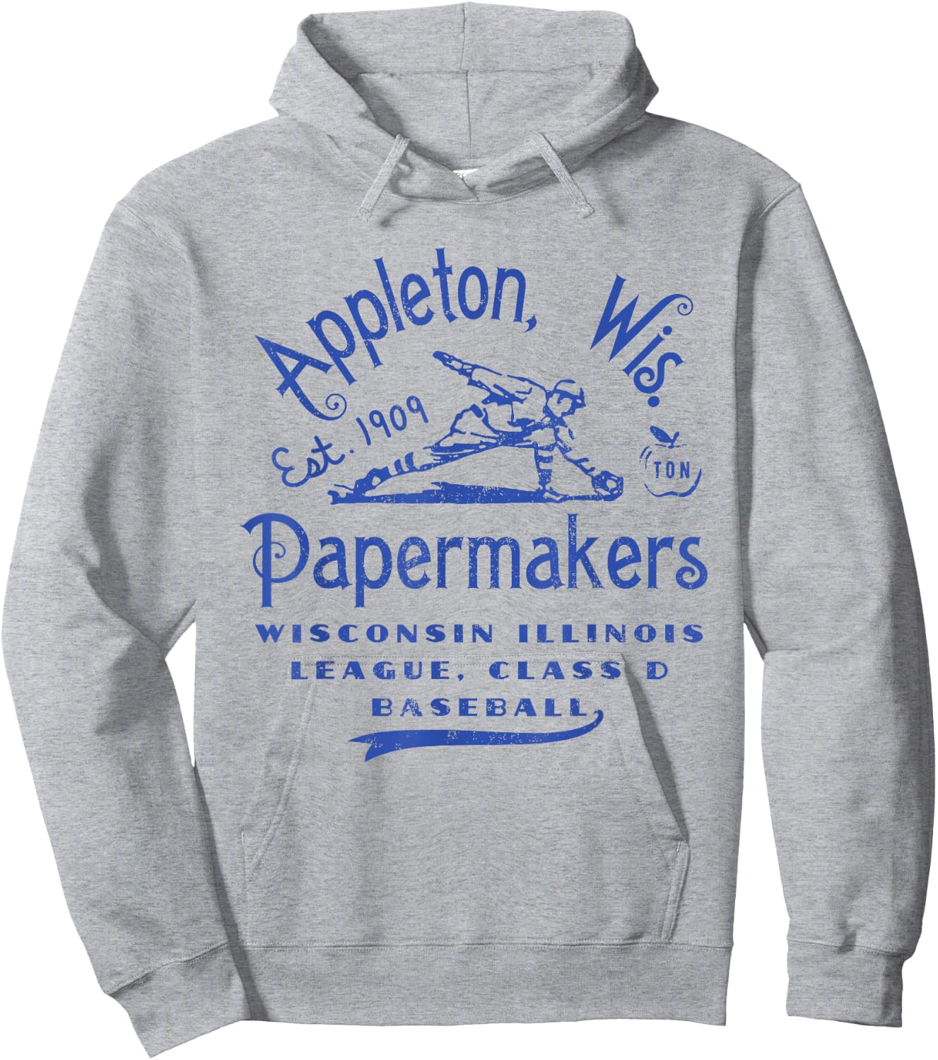 Appleton Papermakers Wisconsin Vintage Defunct Baseball Hoodie - Hoodie | Ash