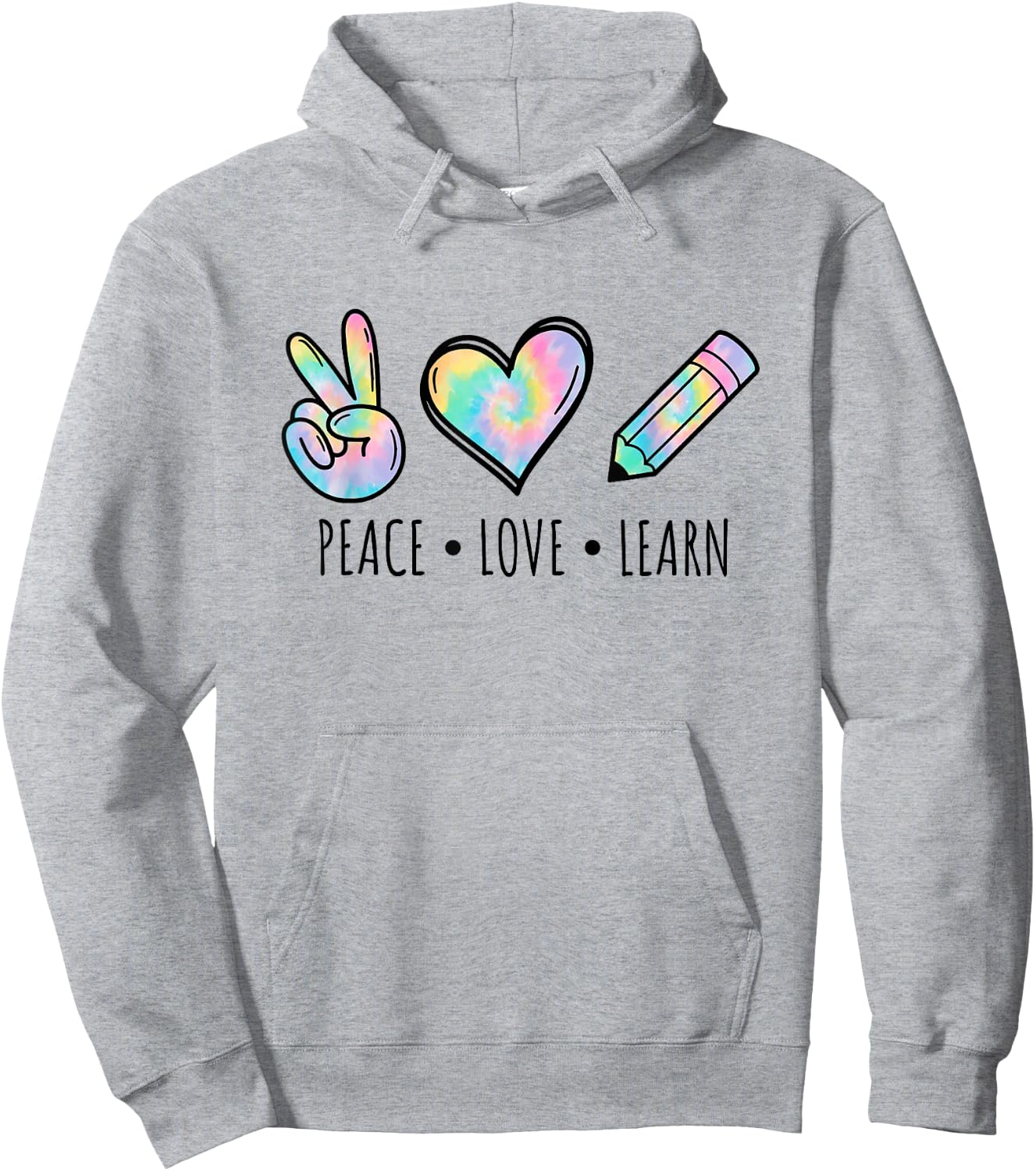 Peace Love Learn Tie Dye Teacher Kids 100th Days Of School Hoodie - Hoodie | Ash