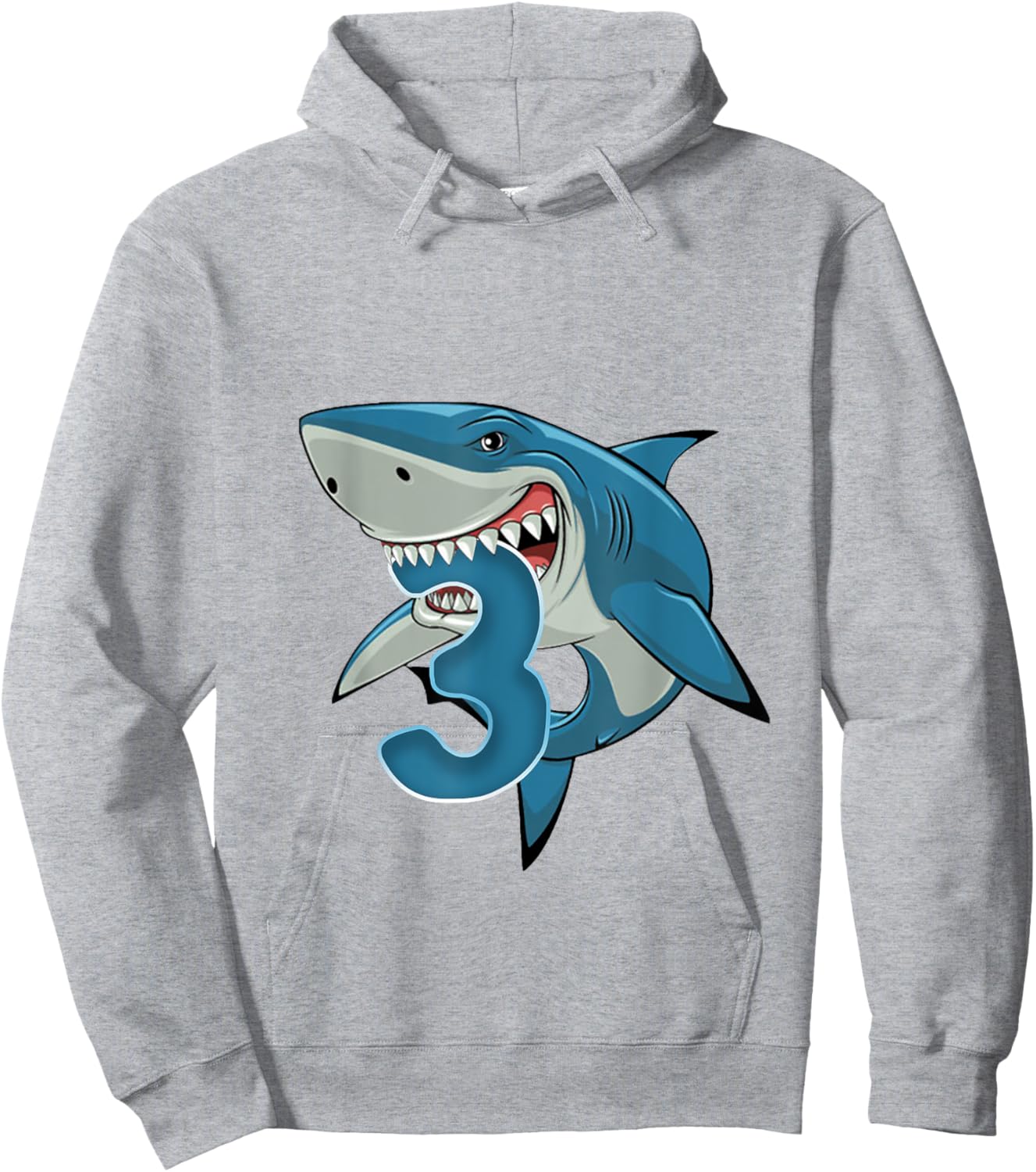Kids 3rd Birthday Shark 3 Years Old Birthday Shark Theme Hoodie - Hoodie | Ash