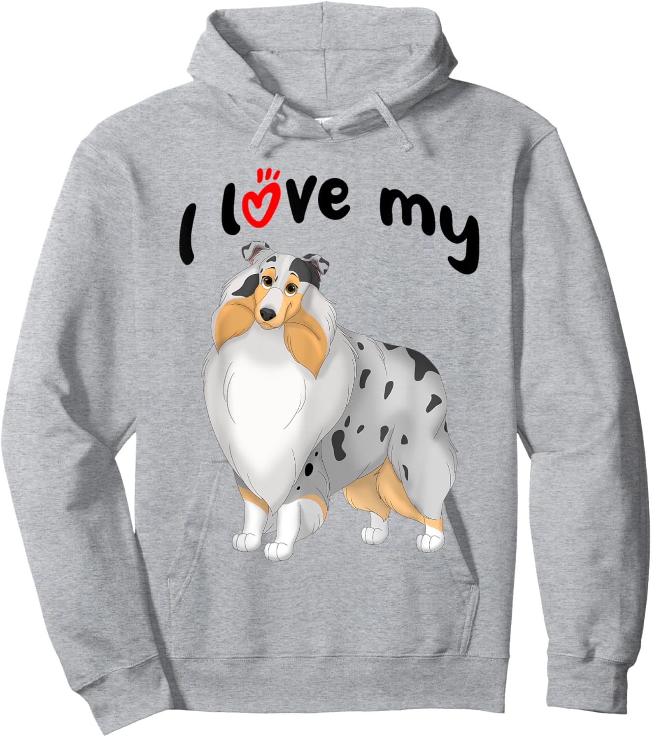 I Love My Blue Merle, White & Tan Rough Collie Dog Women Kids Hoodie - Hoodie | Ash