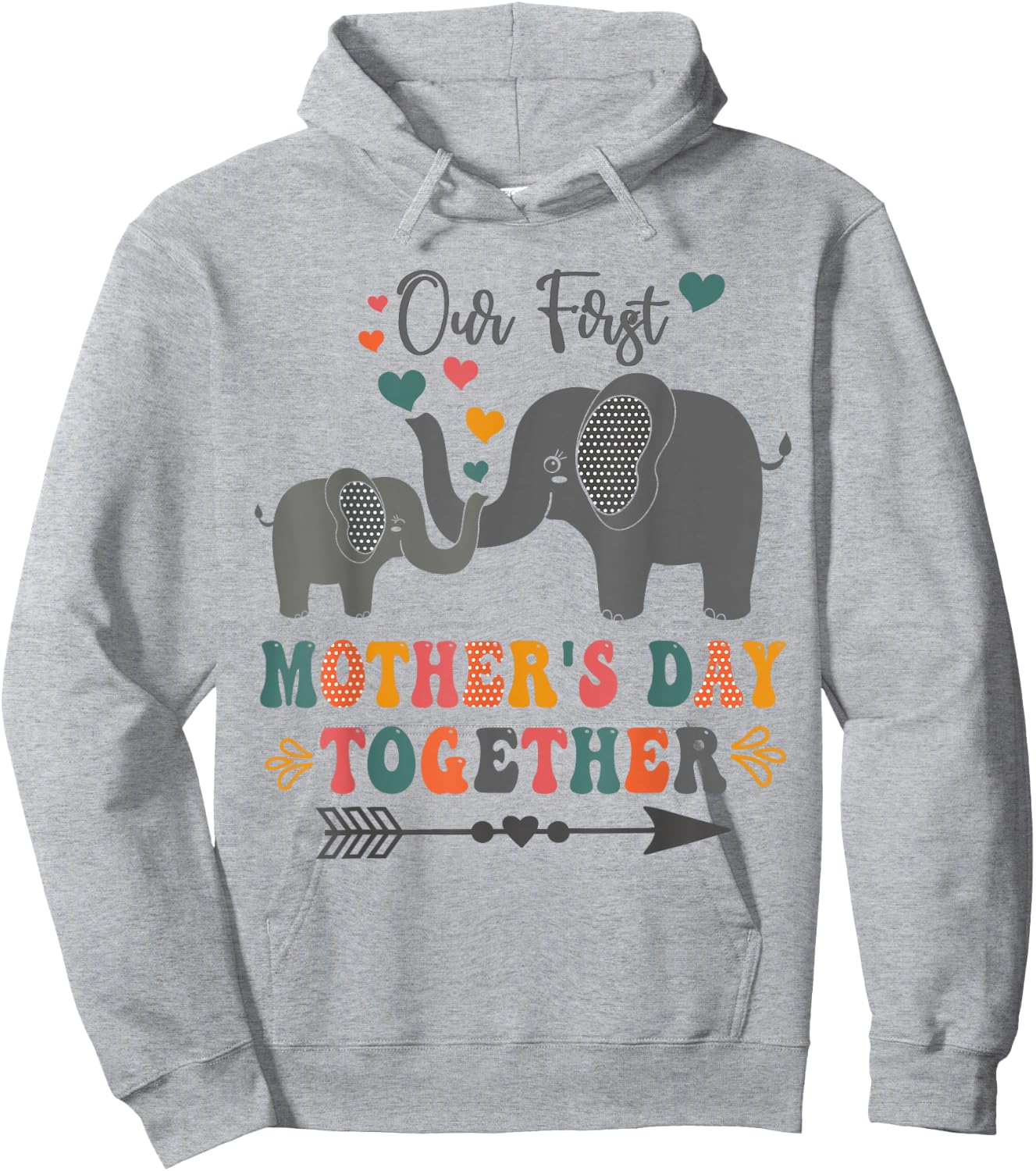 Mother's Day,Our First Mother's Day Together Elephant Design Hoodie - Hoodie | Ash