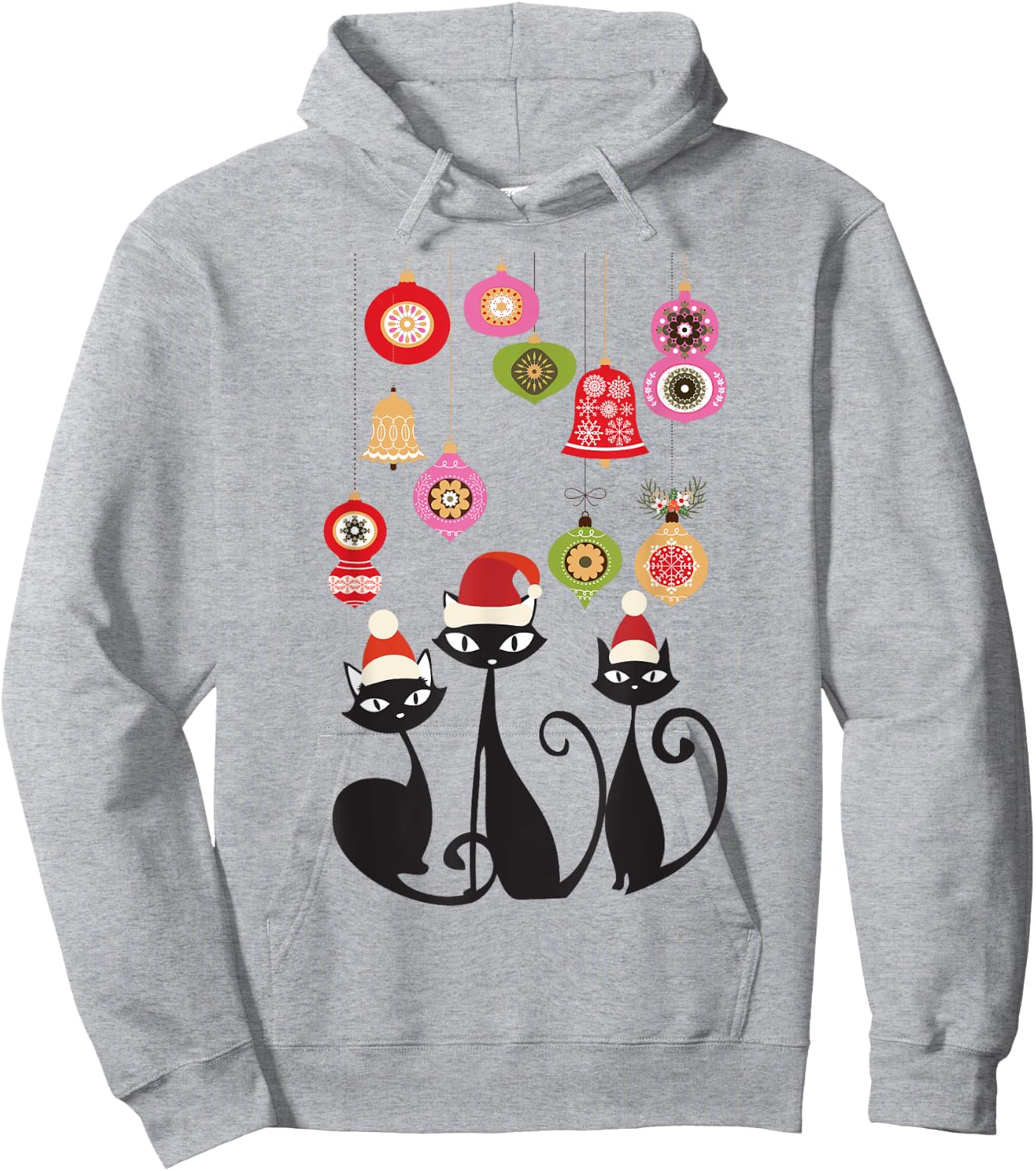 Retro Cat Vintage Mid Century Modern Cat Christmas Ornaments Hoodie - Hoodie | Ash