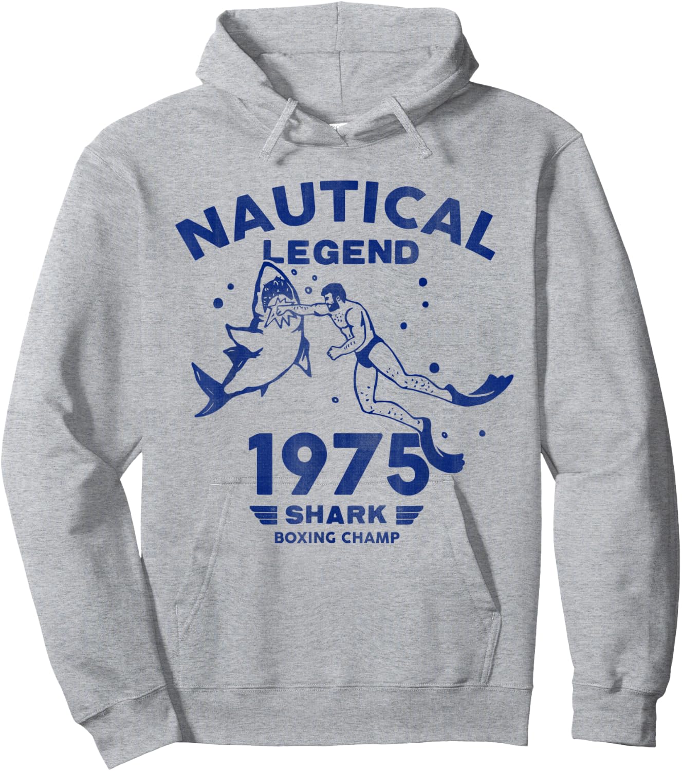 Nautical Legend: Funny Scuba Diver & Shark Punch Summer Hoodie - Hoodie | Ash