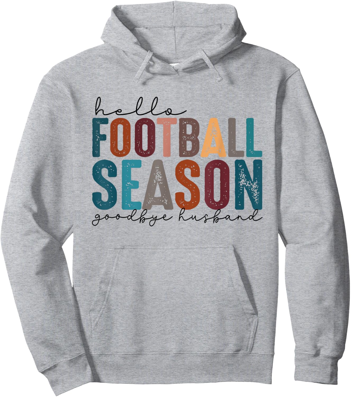 Hello Football Season Goodbye Husband Vintage Football Wife Hoodie - Hoodie | Ash