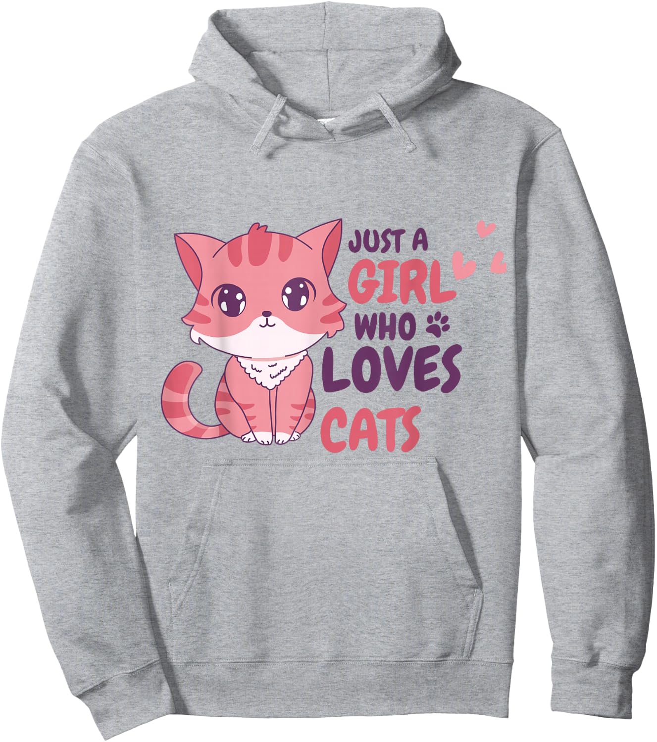 Just A Girl Who Loves Cats Cute Cat Shirt Gifts Kids Girls Hoodie - Hoodie | Ash
