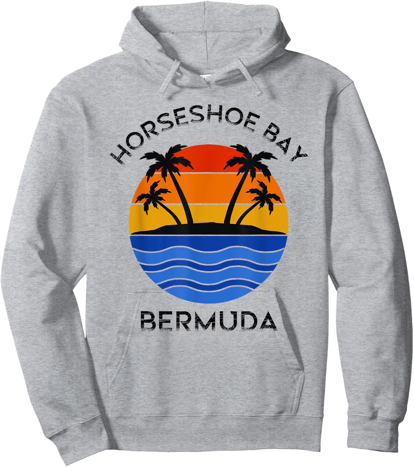 Bermuda Lover's Retro "Horseshoe Bay, Bermuda" Apparel Hoodie - Hoodie | Ash