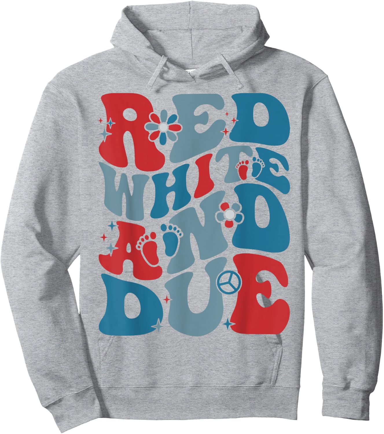 Groovy Red White And Due Baby Shower 4th of July Pregnancy Men Hoodie - Hoodie | Ash
