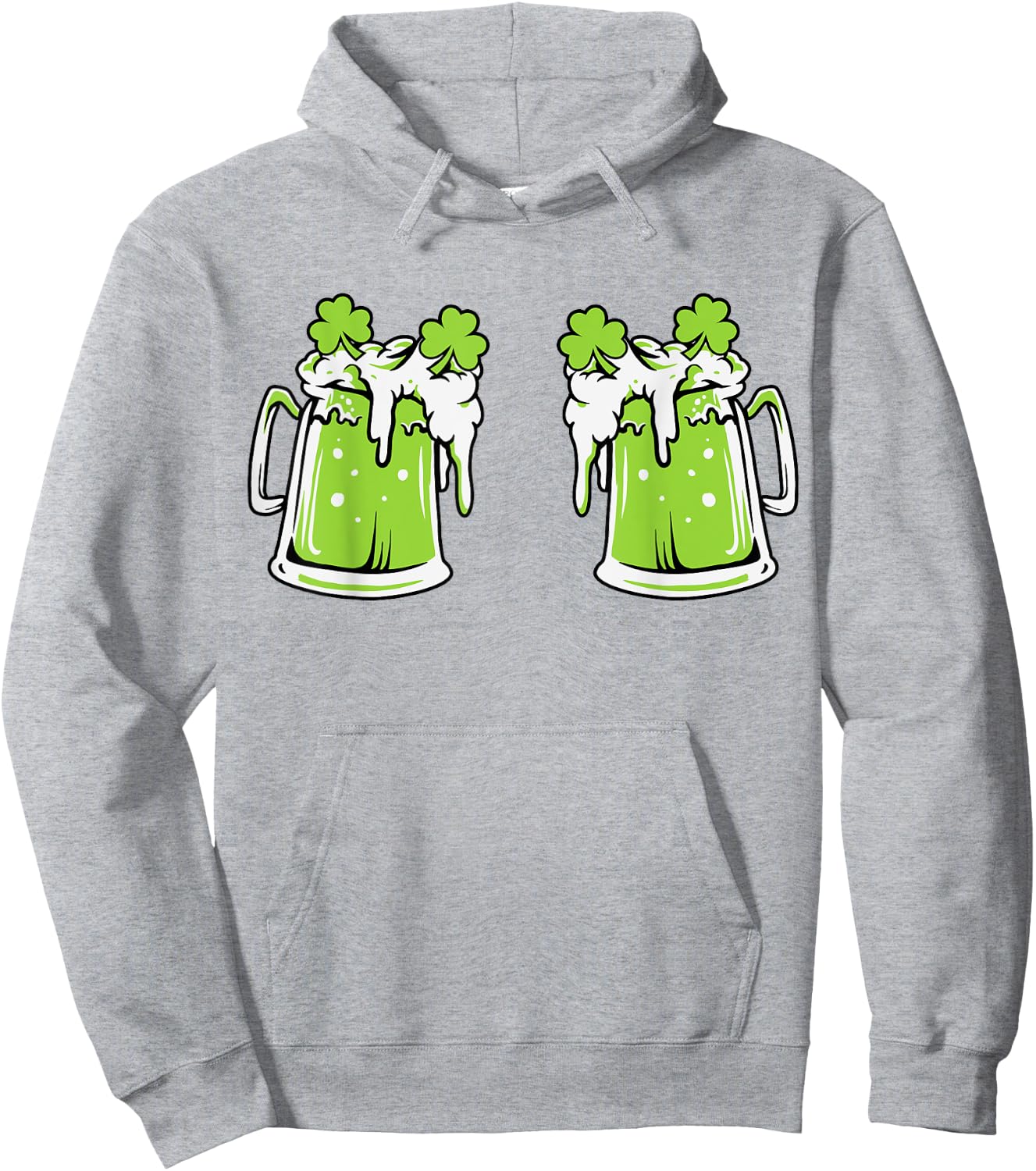 Funny St Patricks Day Drinking Irish Shamrock Green Beer Mug Hoodie - Hoodie | Ash