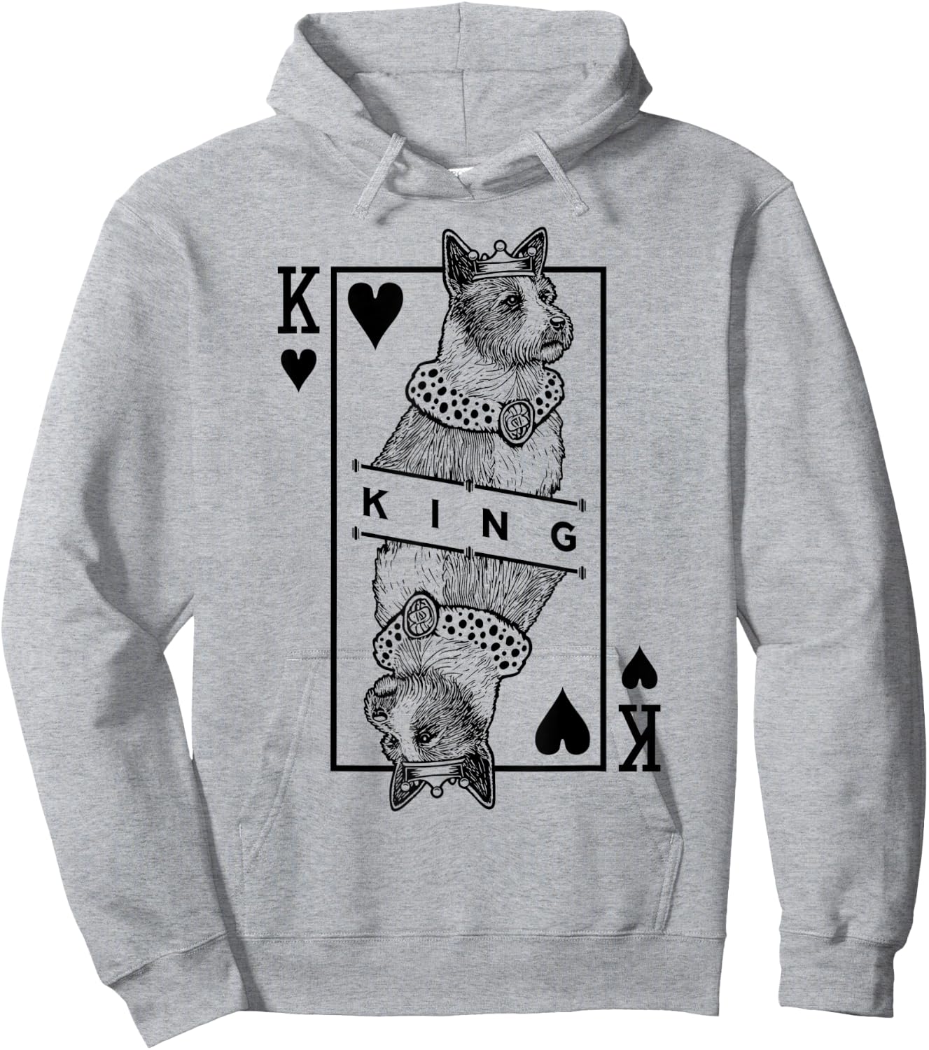 Portuguese Podengo Pequeno King Of Hearts Funny Dog Lover Hoodie - Hoodie | Ash