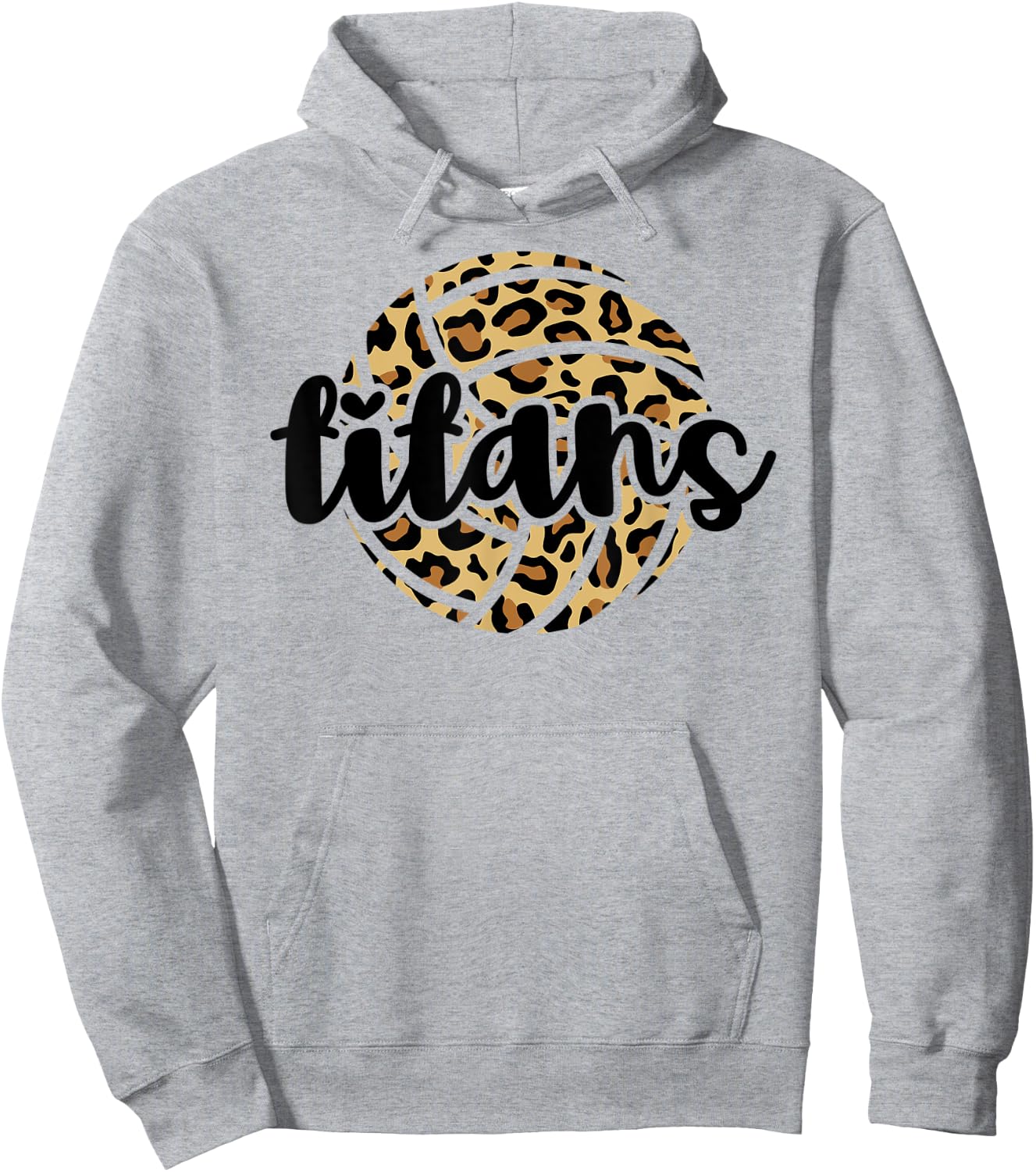 Titans Volleyball Team Leopard Mascot School Spirit Game Hoodie - Hoodie | Ash