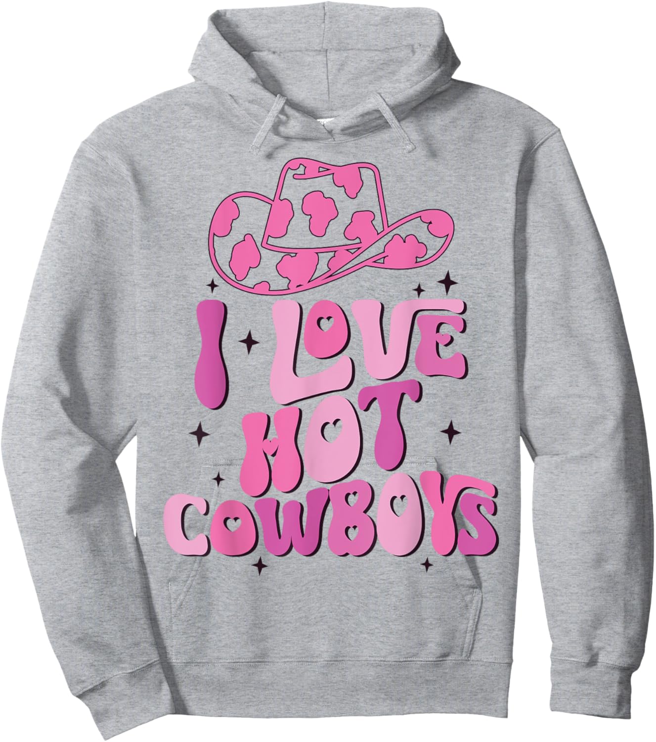 I Love Hot Cowboys I Heart Cowboys Funny Western Rodeo Hoodie - Hoodie | Ash