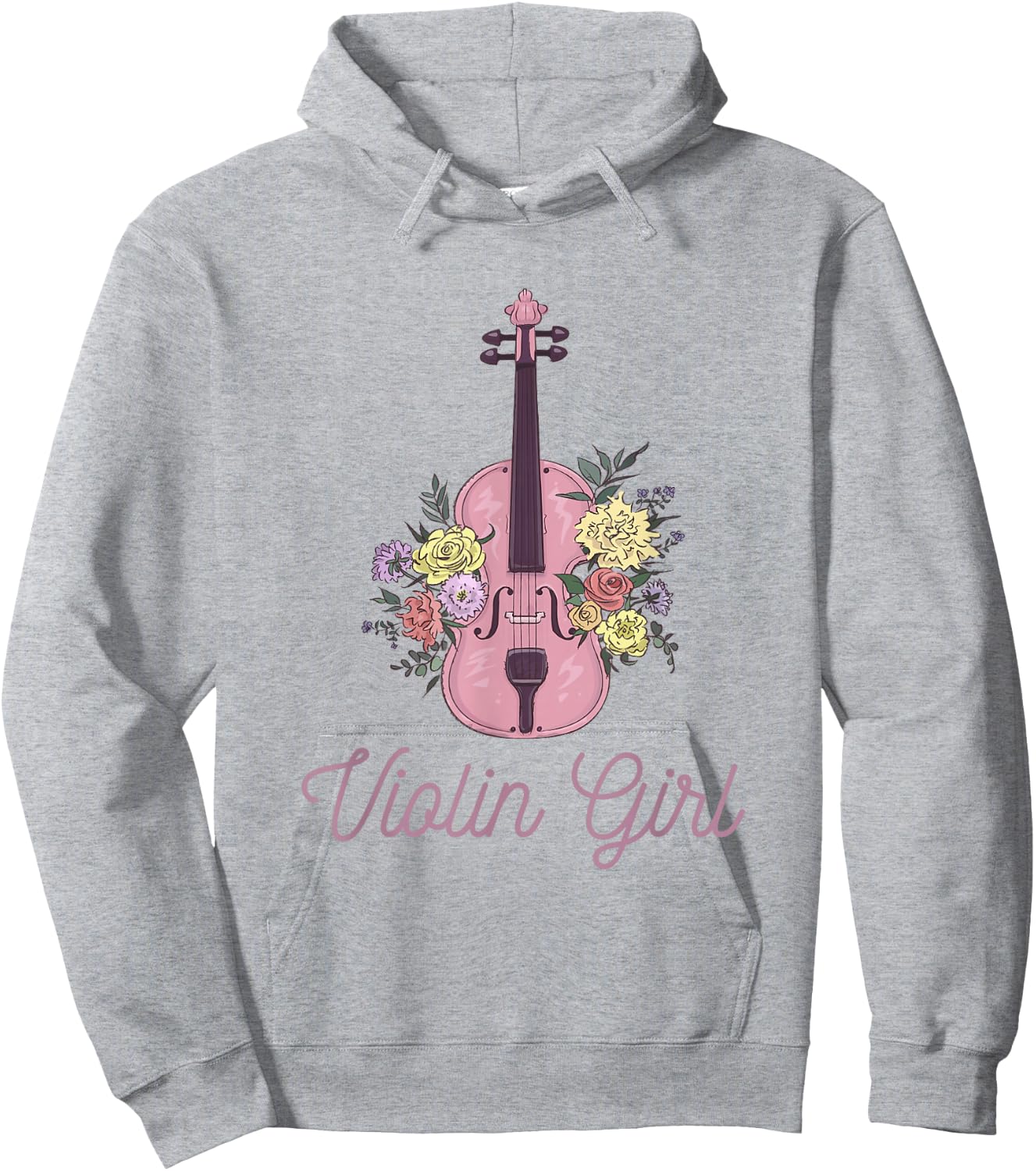 Violin with Flowers Accessory Violin Girl Hoodie - Hoodie | Ash