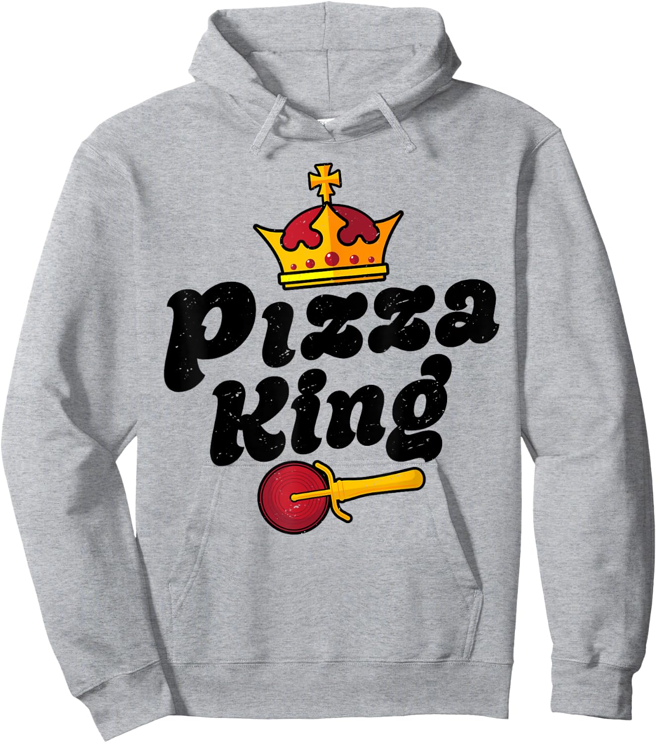 Pizza King Funny Men Boys Italian Food Lovers Retro Vintage Hoodie - Hoodie | Ash