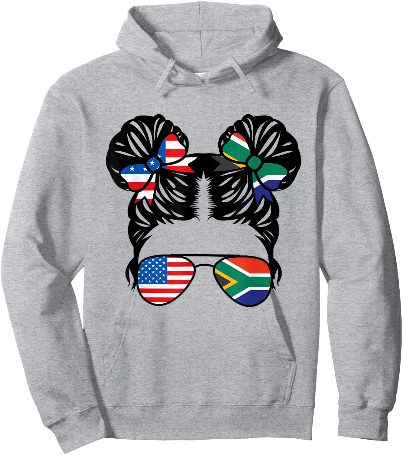 Half American South African Girl USA Africa Flag Patriot Hoodie - Hoodie | Ash