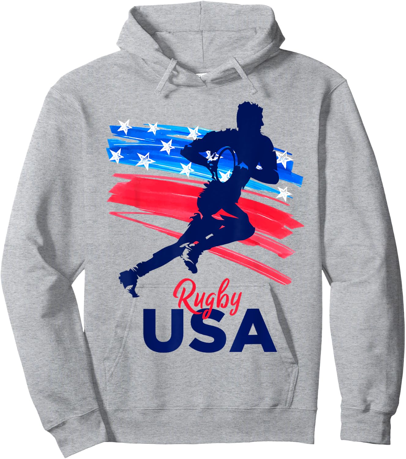 Rugby Football Support the Team Rugby Player USA Flag Hoodie - Hoodie | Ash