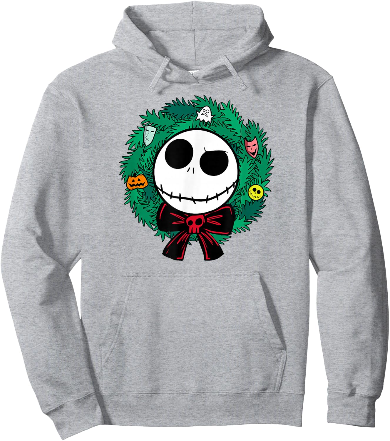Amazon Essentials Men's Nightmare Before Christmas Jack Festive Holiday Wreath , Blue, Small Hoodie - Hoodie | Ash