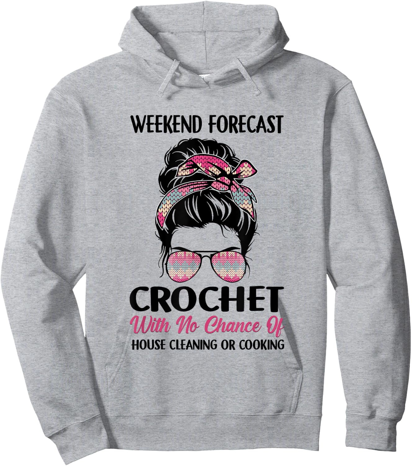 Weekend Forecast Crochet Funny Crocheting Colorful Yarn Hoodie - Hoodie | Ash