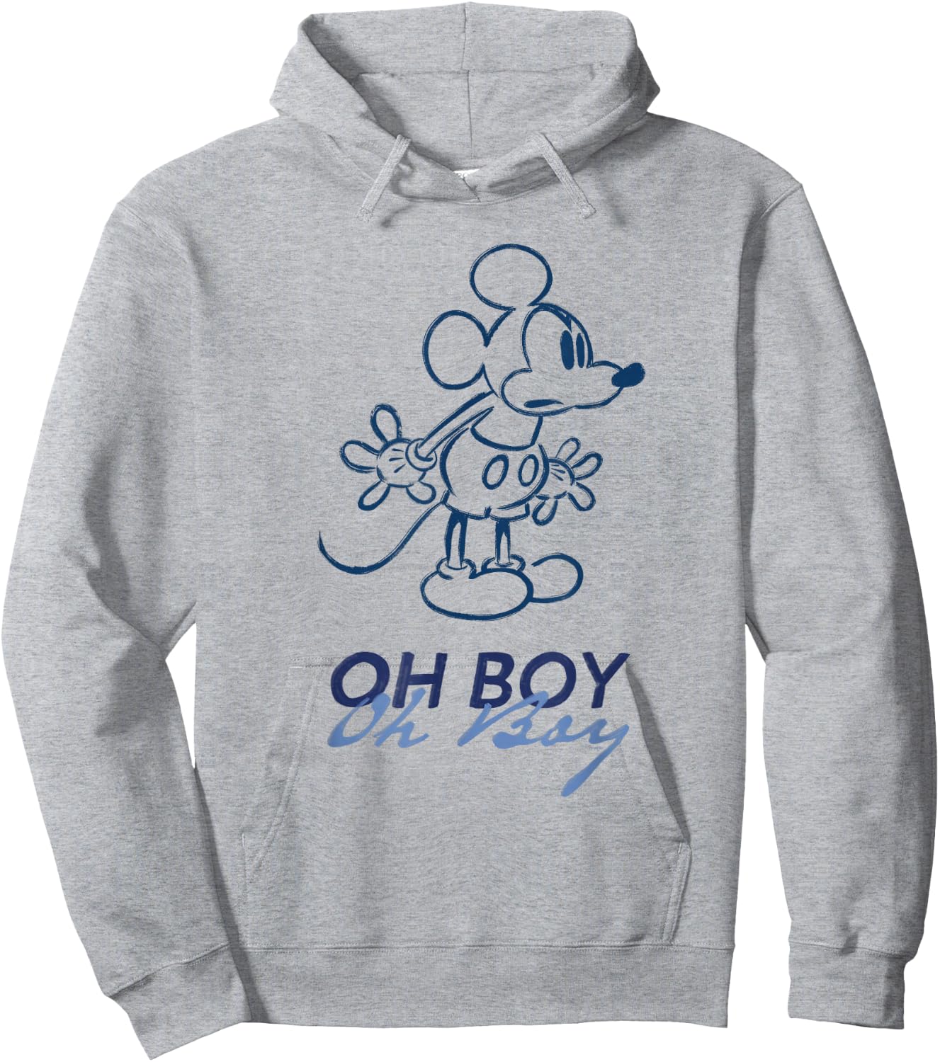 Disney Mickey Mouse Oh Boy Oh Boy Retro Vintage Lineart Hoodie - Hoodie | Ash