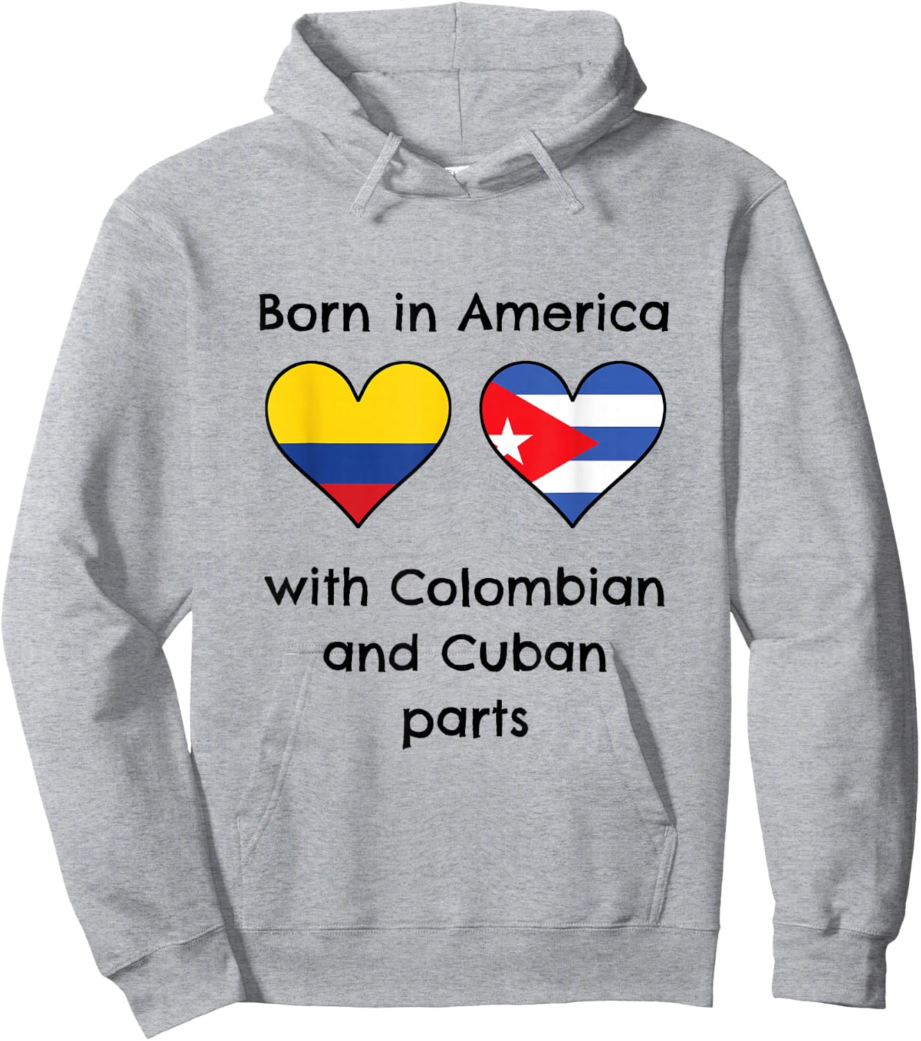 Born In America With Colombian and Cuban Parts Funny Flags Hoodie - Hoodie | Ash
