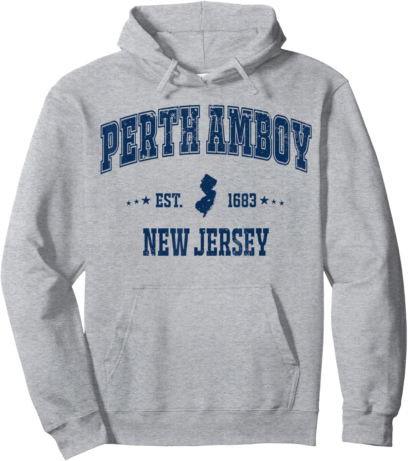 Perth Amboy New Jersey NJ Vintage Navy Sports Athletic Hoodie - Hoodie | Ash