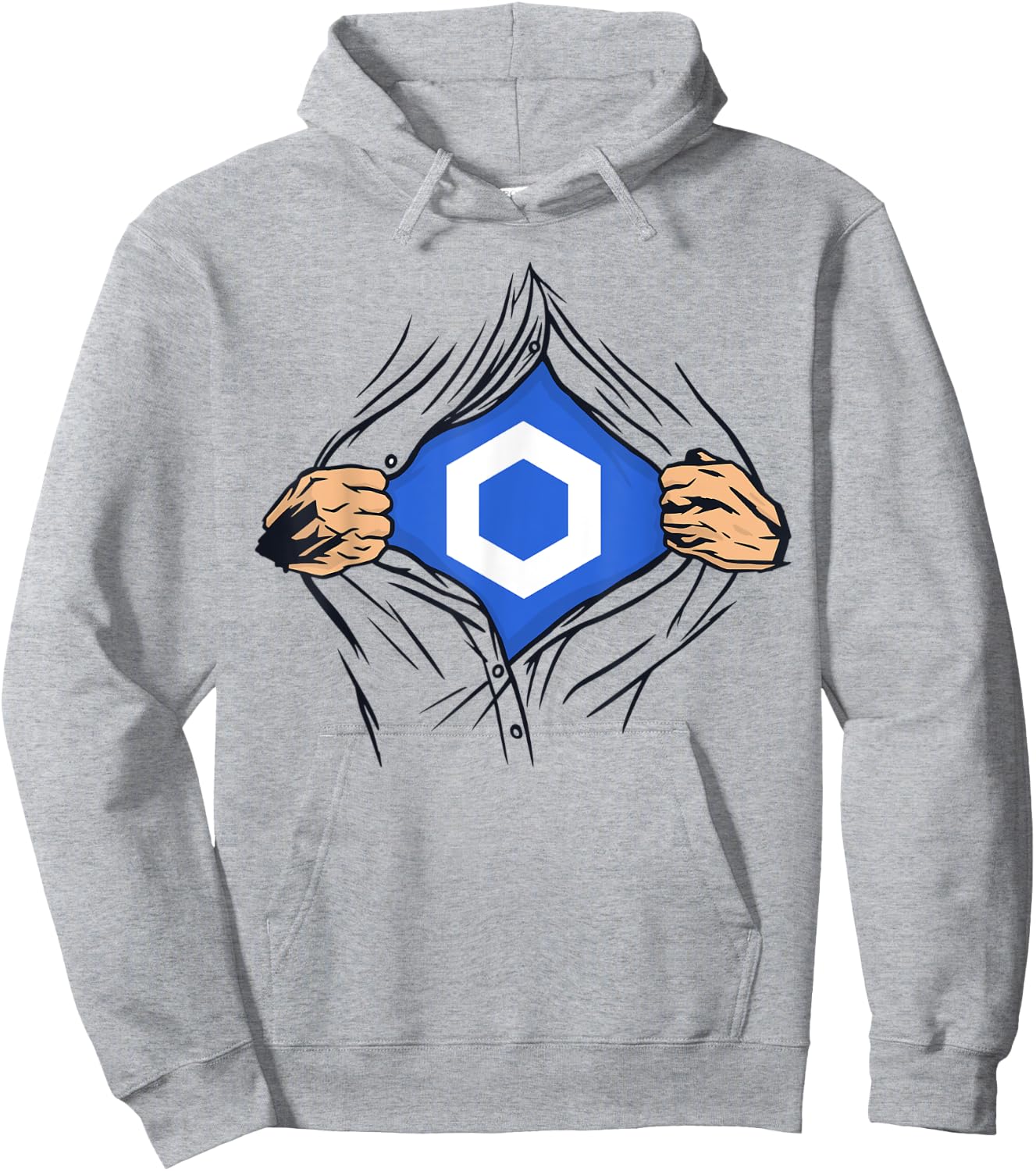 Chainlink LINK Crypto Tear Open Costume Cryptocurrency Funny Hoodie - Hoodie | Ash