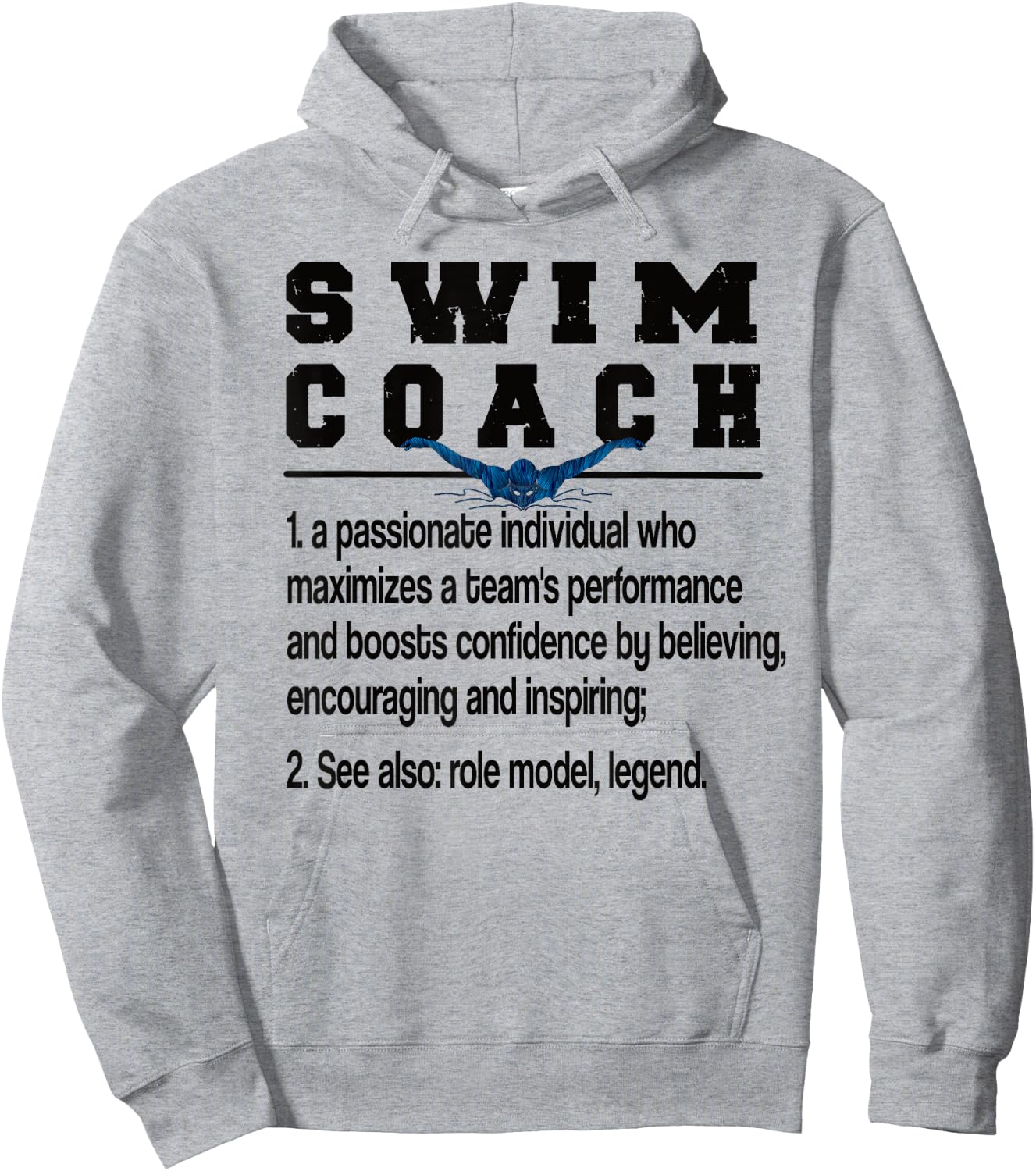 Best Swim Coaching Appreciation -Adults Grey Modern Letter Print Hoodie - Hoodie | Ash