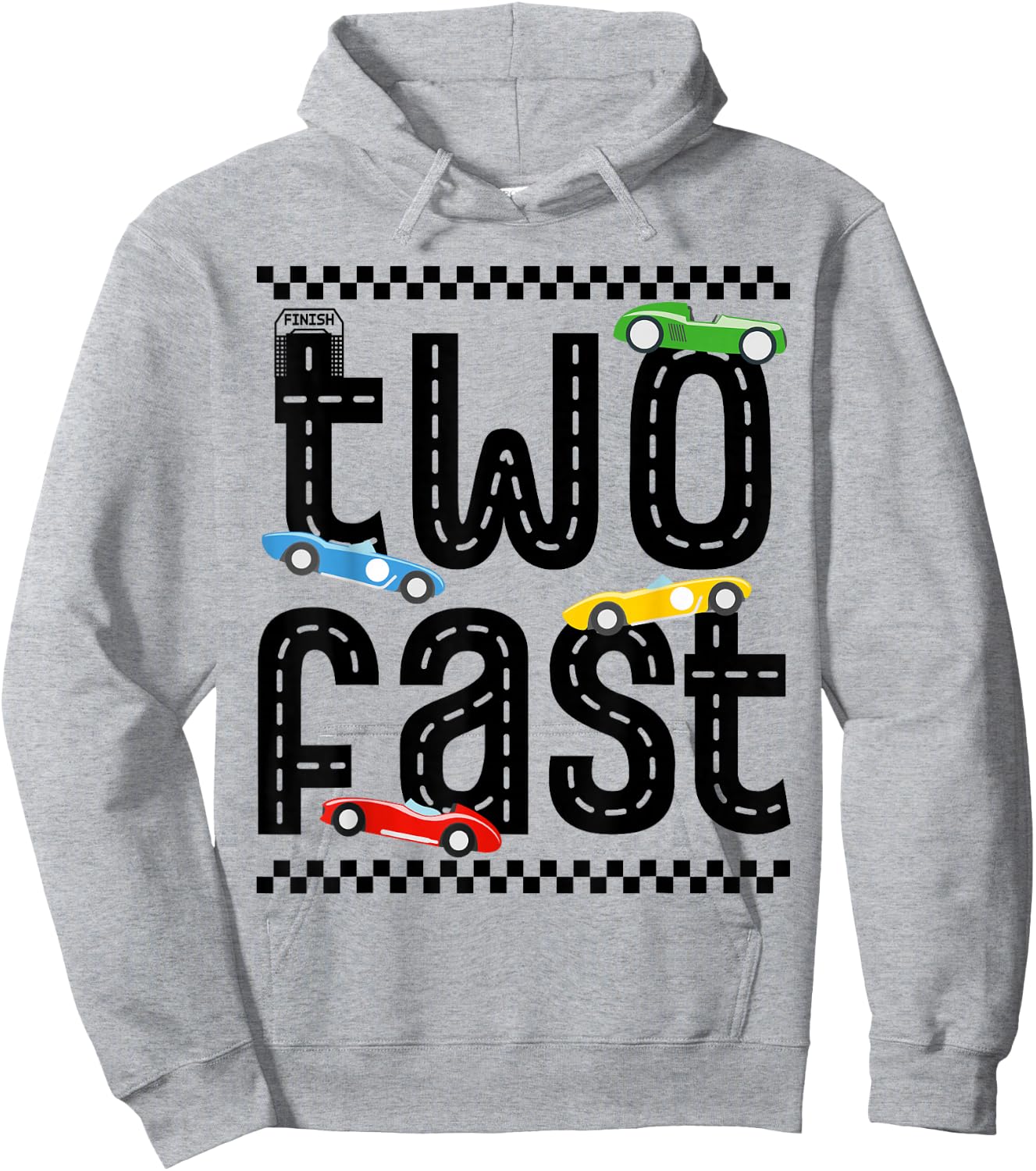 Two Fast 2 Curious Birthday 2 Years Old Race Car Speed Hoodie - Hoodie | Ash