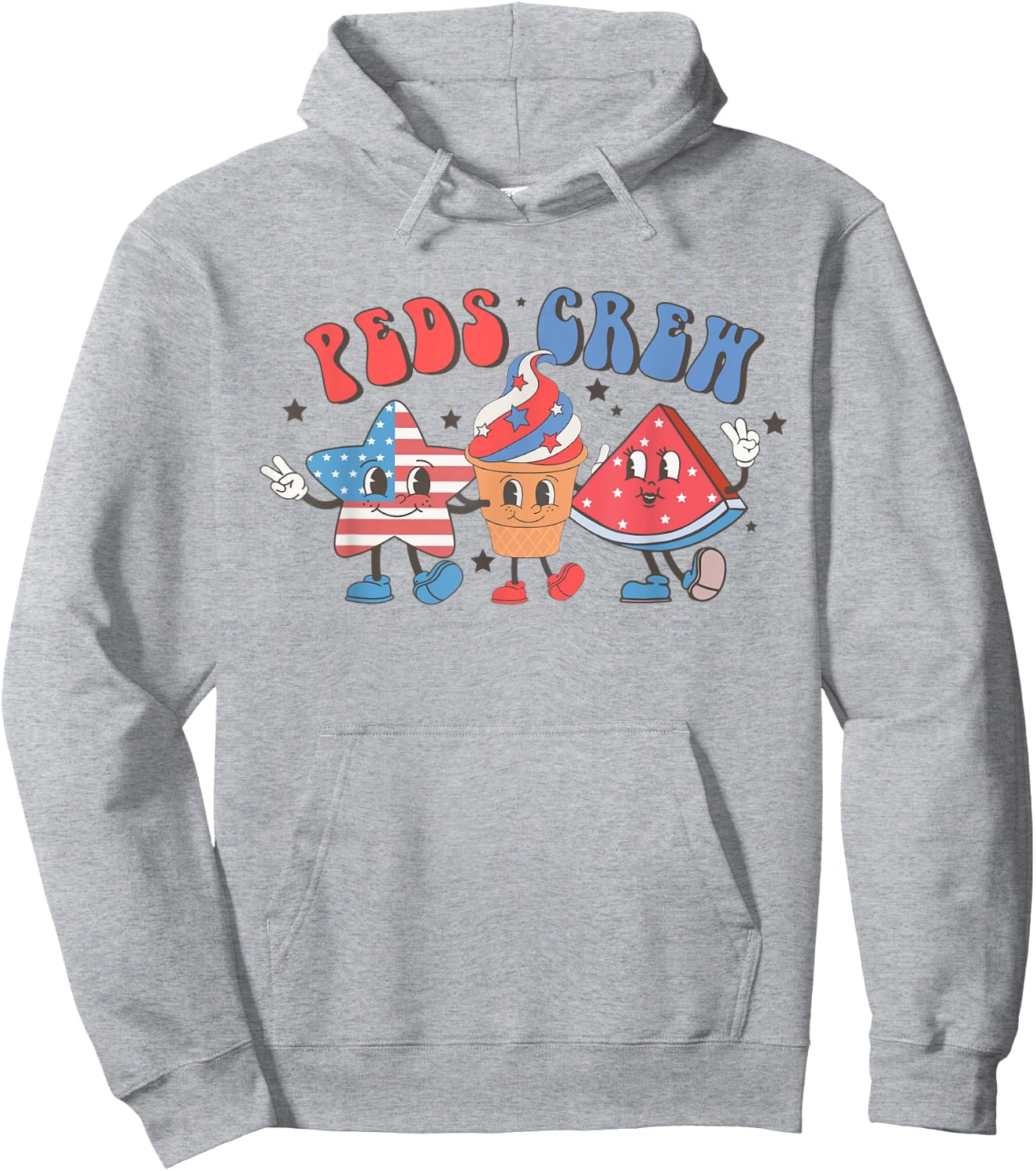 Retro Peds Crew Pediatric Nurse 4th Of July Independence Day Hoodie - Hoodie | Ash