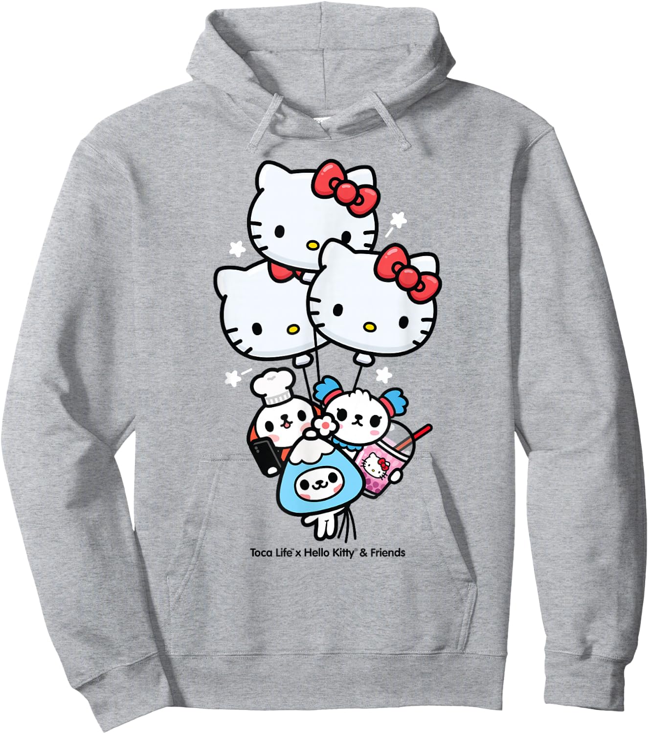 Toca Life x Hello Kitty & Friends Balloons Hoodie - Hoodie | Ash
