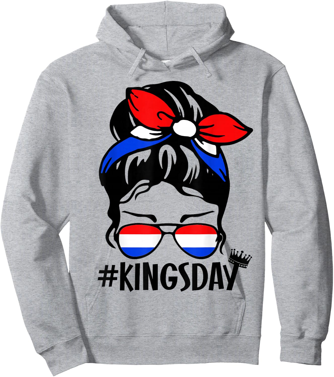 Koningsdag Netherlands Messy Bun Kingsday Dutch Kings Day Hoodie - Hoodie | Ash