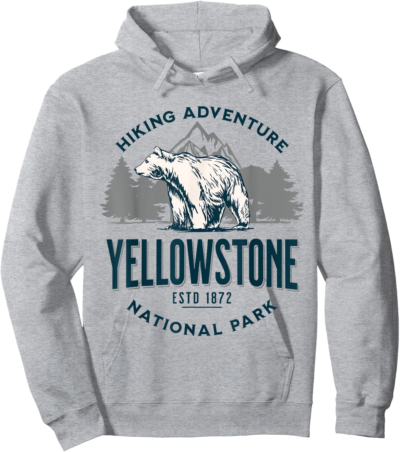 Yellowstone Wyoming Nature Mountains Bear Hike Outdoors Hoodie - Hoodie | Ash