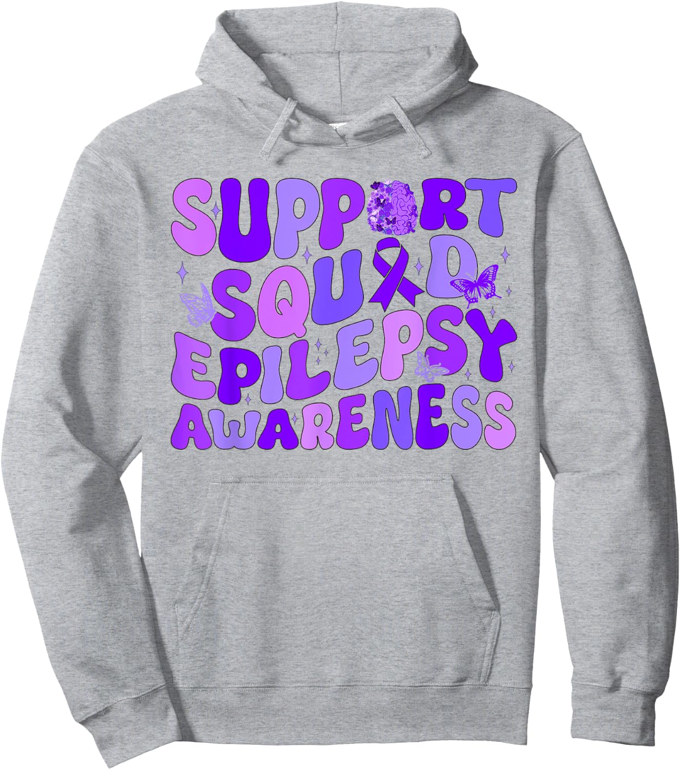 We wear purple for Epilepsy Warrior Support Squad Messy Bun. Hoodie - Hoodie | Ash