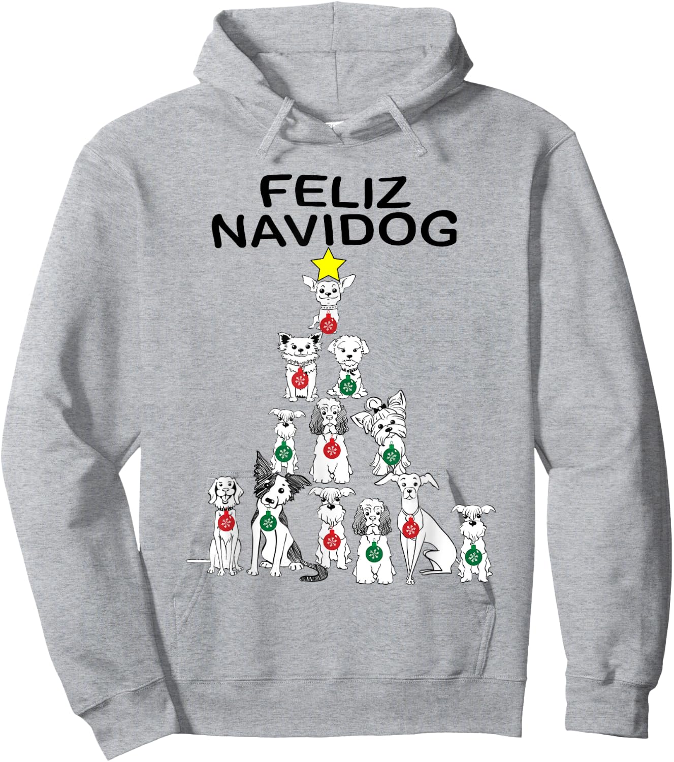 Feliz Navidog Funny Christmas Dog Cute Xmas Tree Dog Men Women Kids Hoodie - Hoodie | Ash