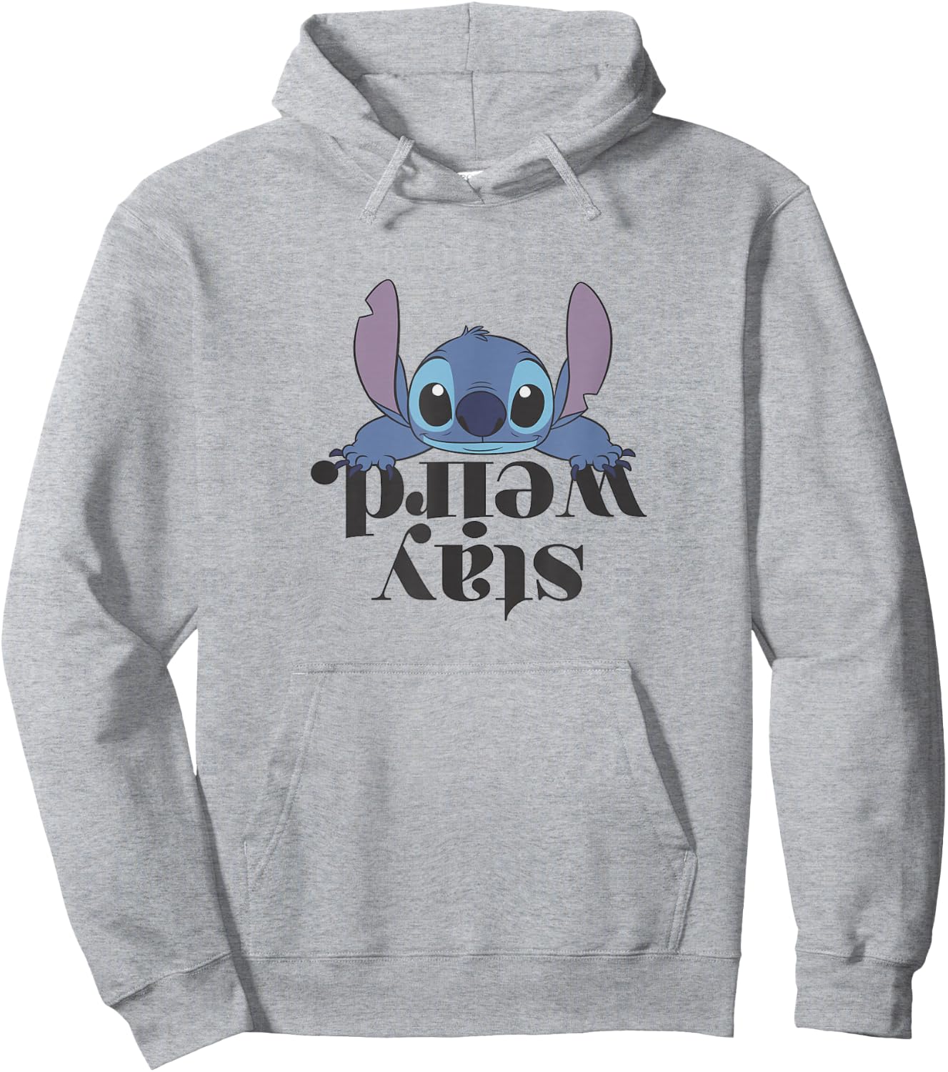 Disney Lilo & Stitch Stay Weird Upside Down Text Logo Hoodie - Hoodie | Ash
