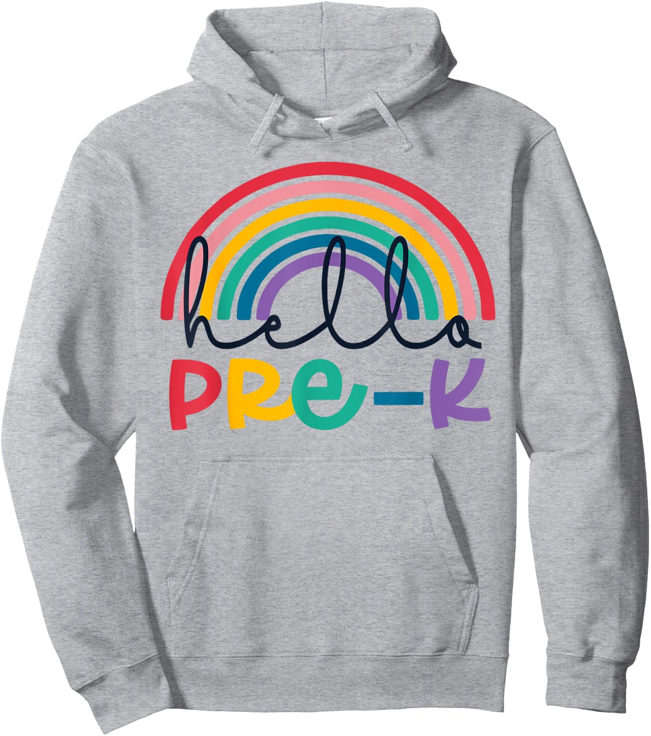 Hello Pre-K Rainbow Back To School Teacher Student Kid Hoodie - Hoodie | Ash