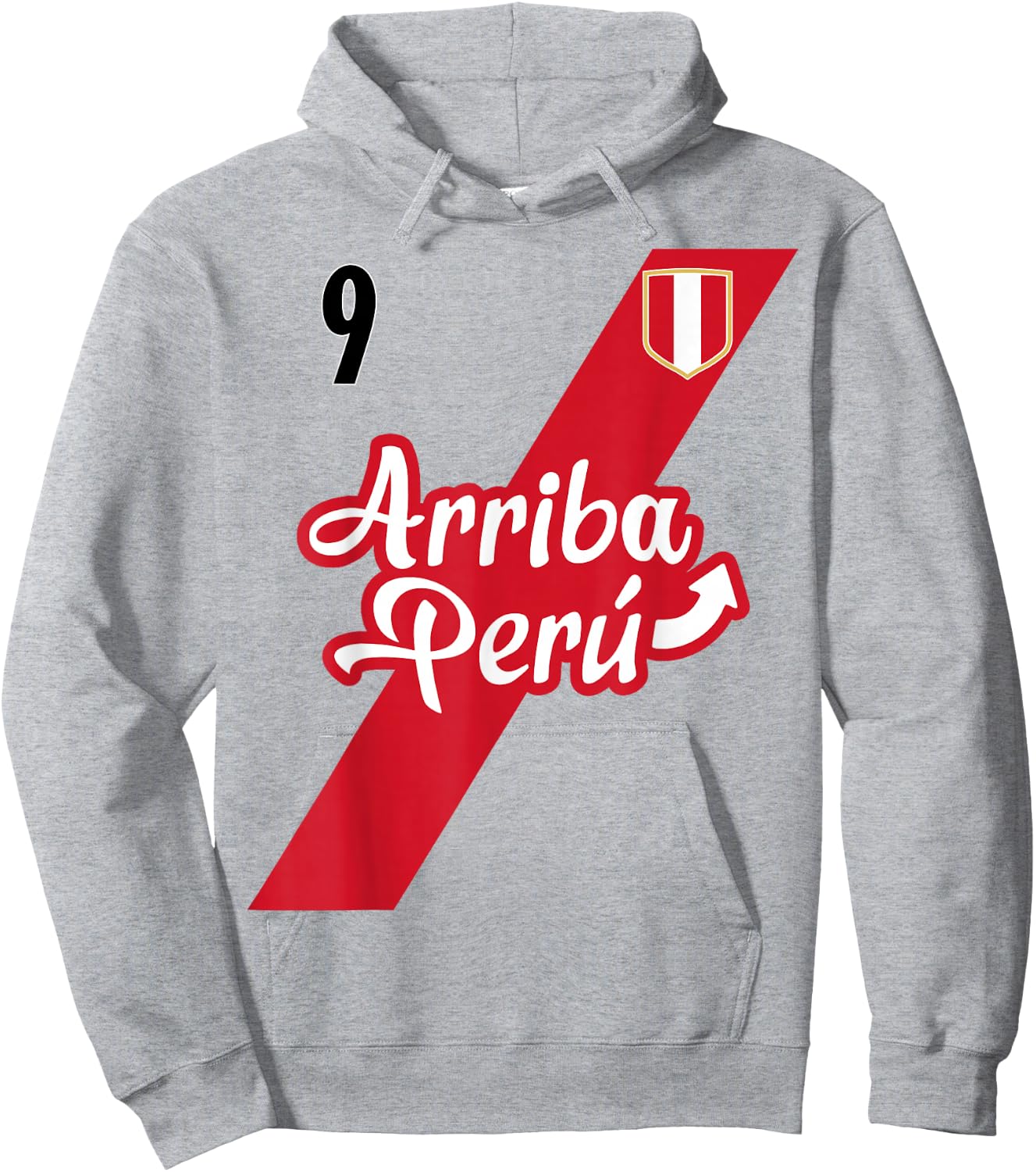 Retro Arriba Peru Soccer Jersey 9 Peruvian Futbol Gift Hoodie - Hoodie | Ash